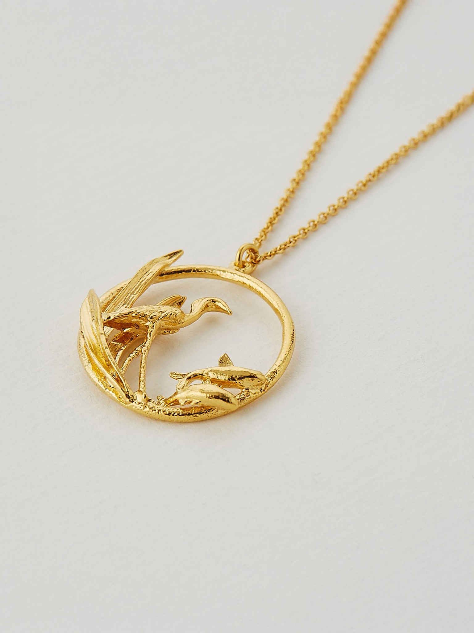 The Heron & the Fish Loop Necklace - image 3 | gold plate