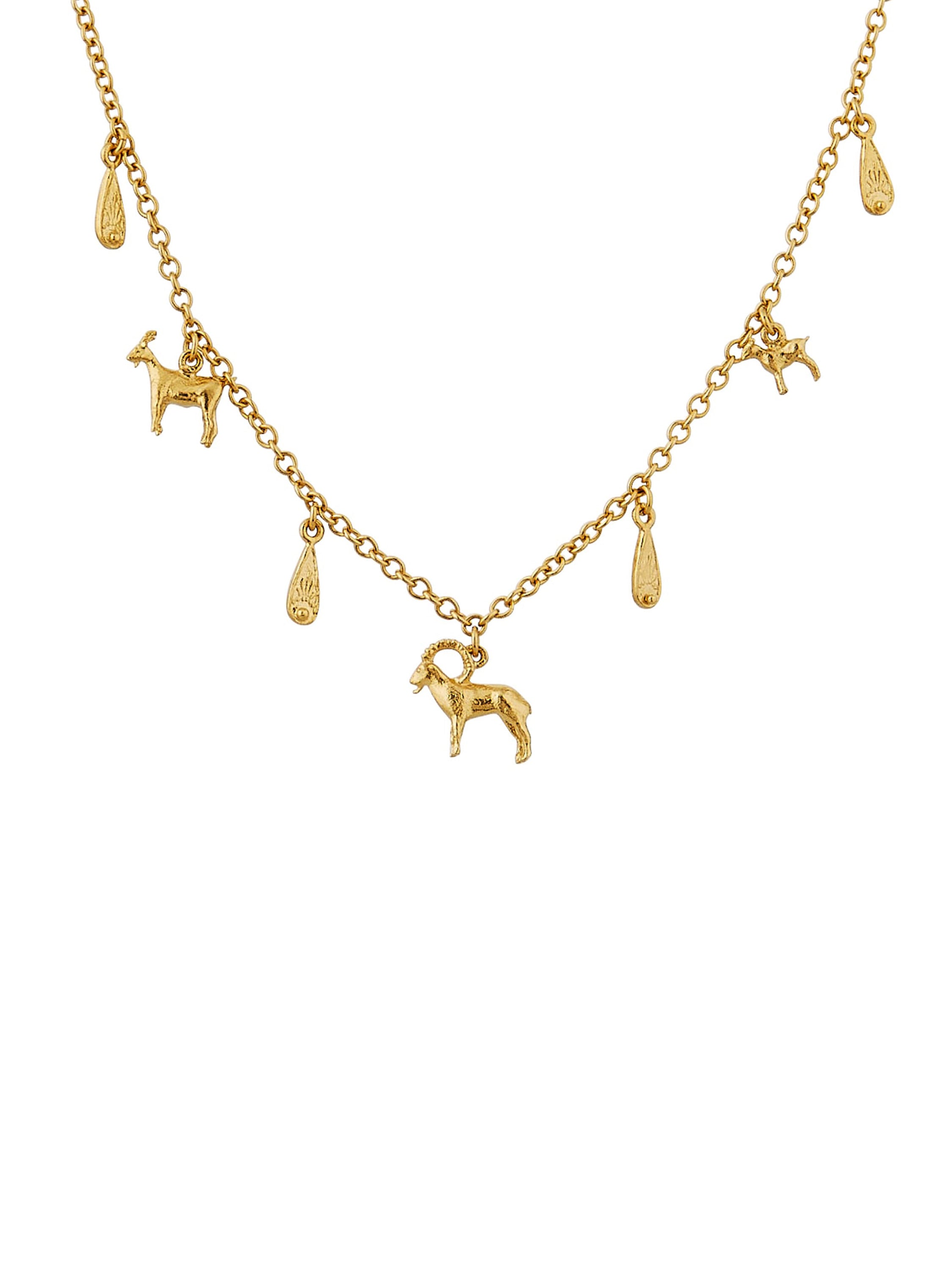 Mountain Goat Family Necklace with Ornate Drops - image 1 | gold plate