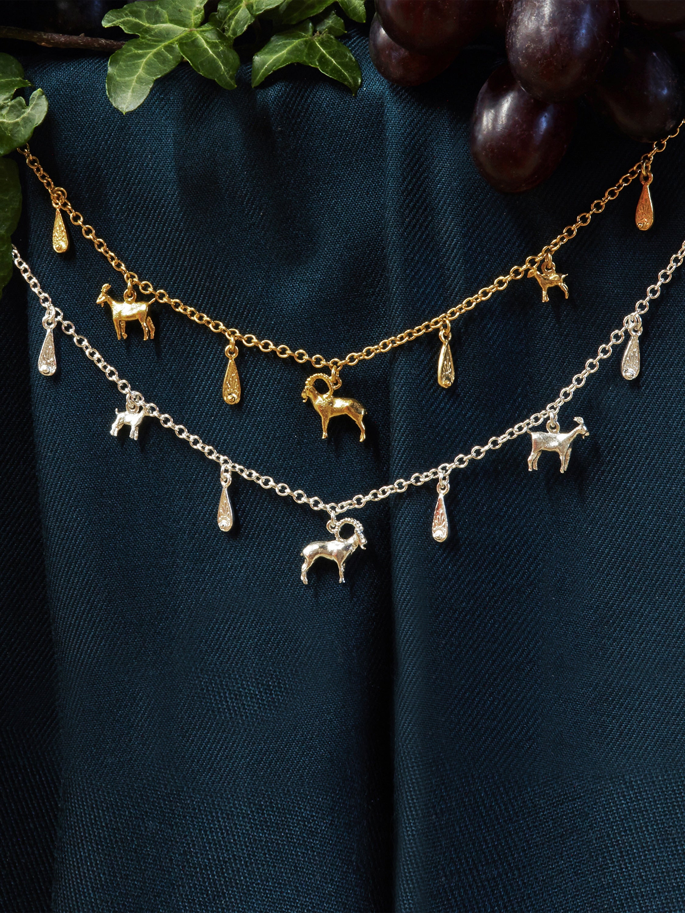 Mountain Goat Family Necklace with Ornate Drops - image 3