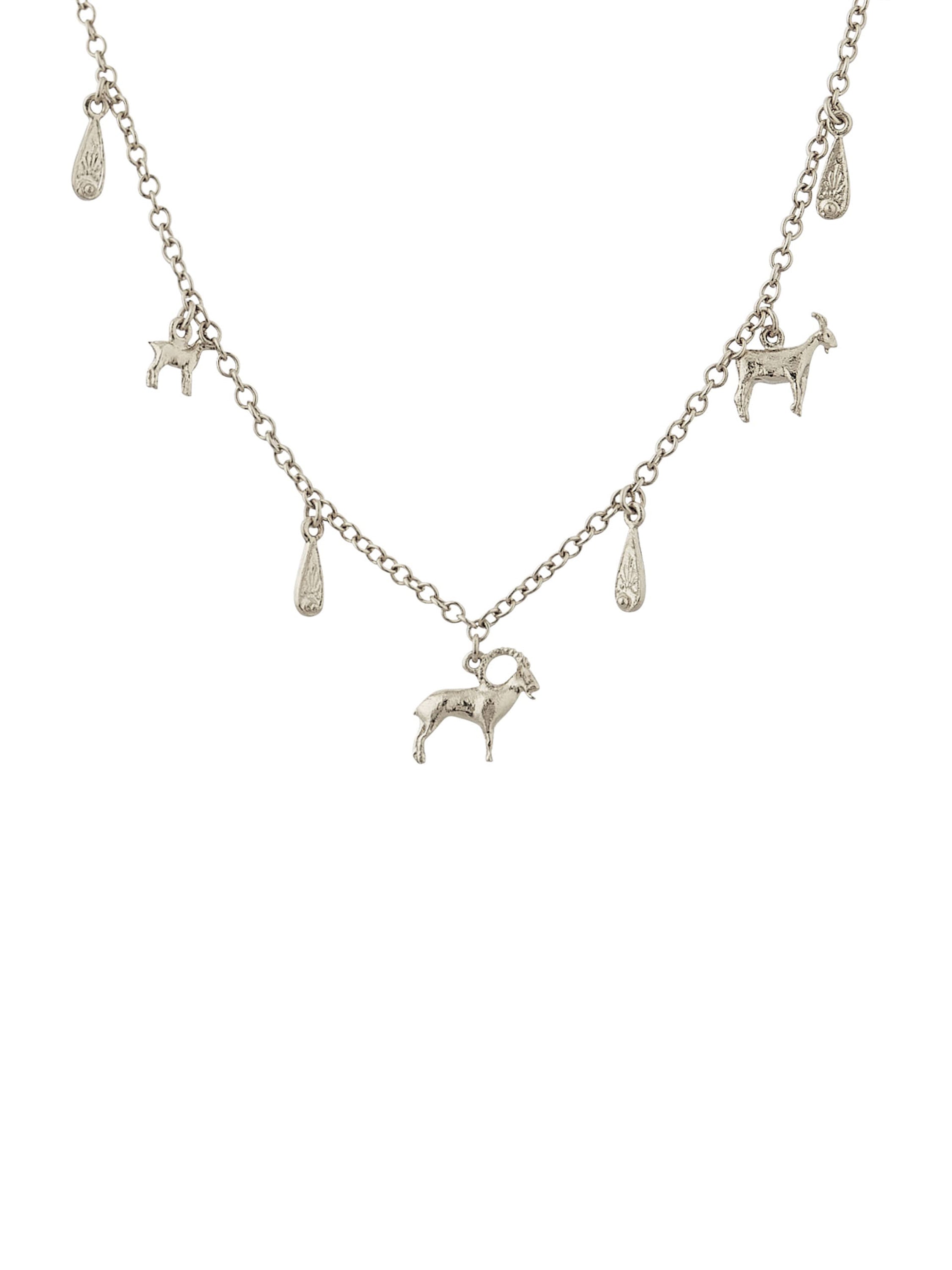 Mountain Goat Family Necklace with Ornate Drops - image 8 | silver