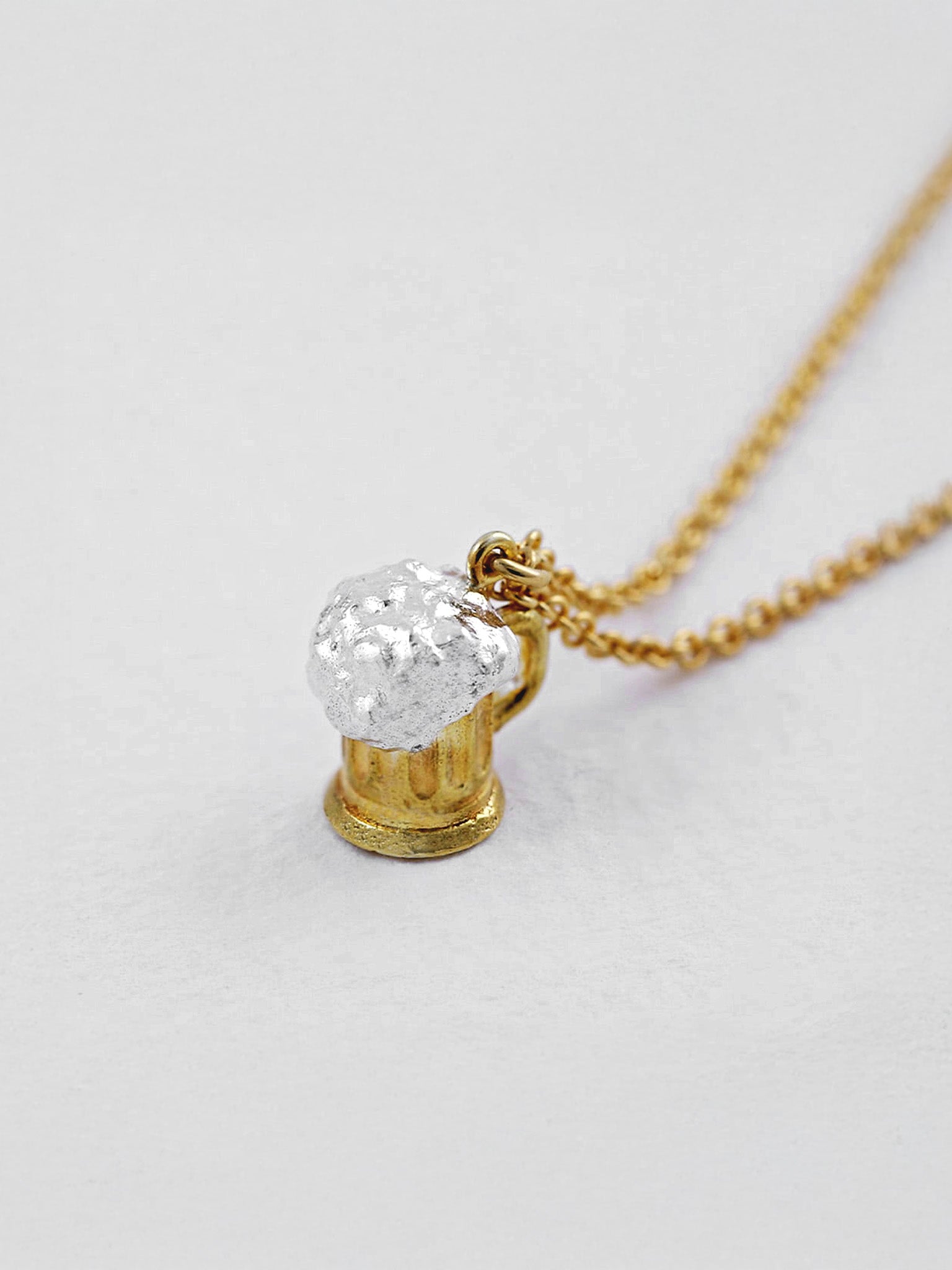 Country Pub Pint of Beer Necklace - image 4 | silver & gold plate