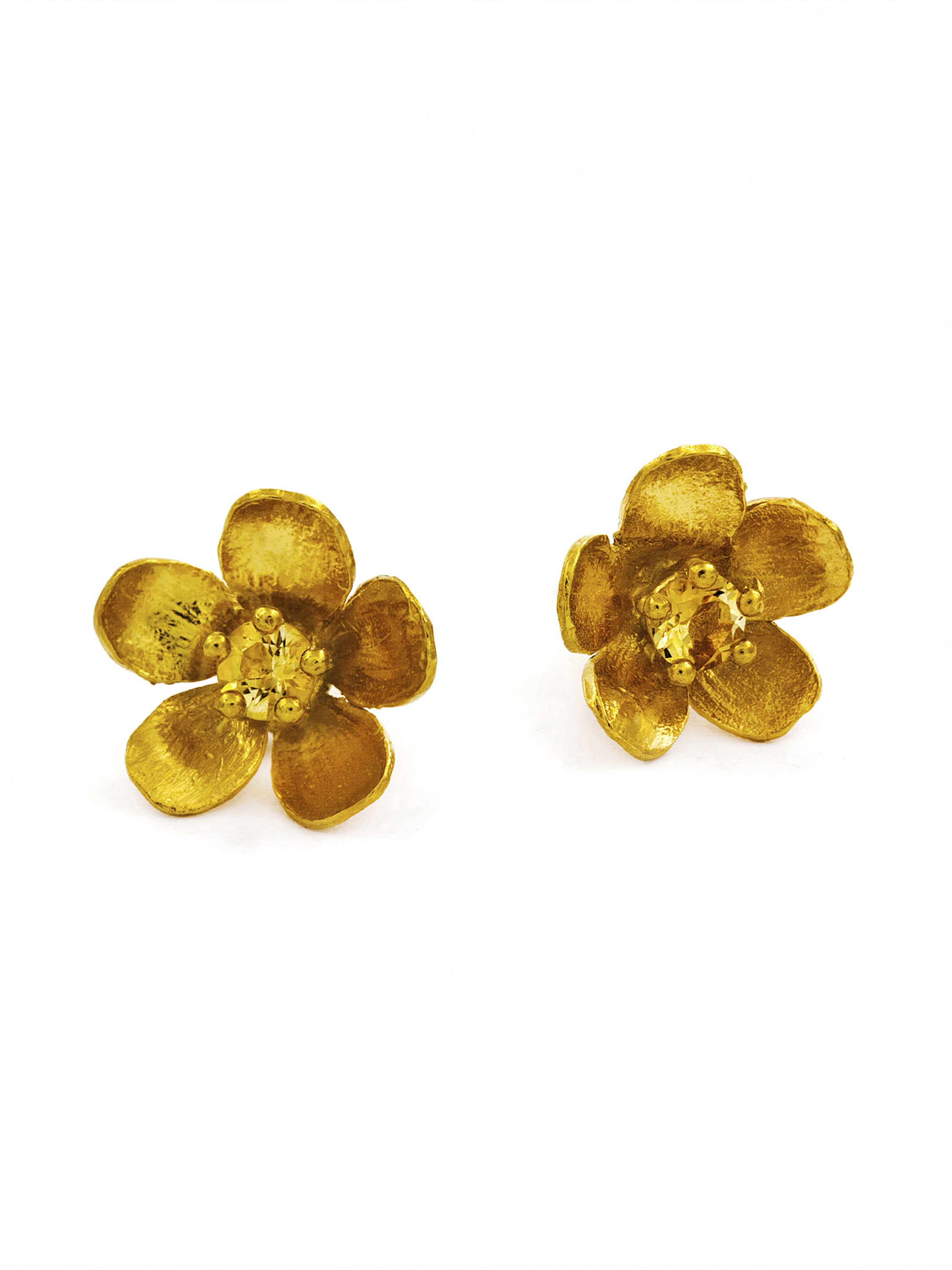Citrine Buttercup Earrings - image 1 | gold plate