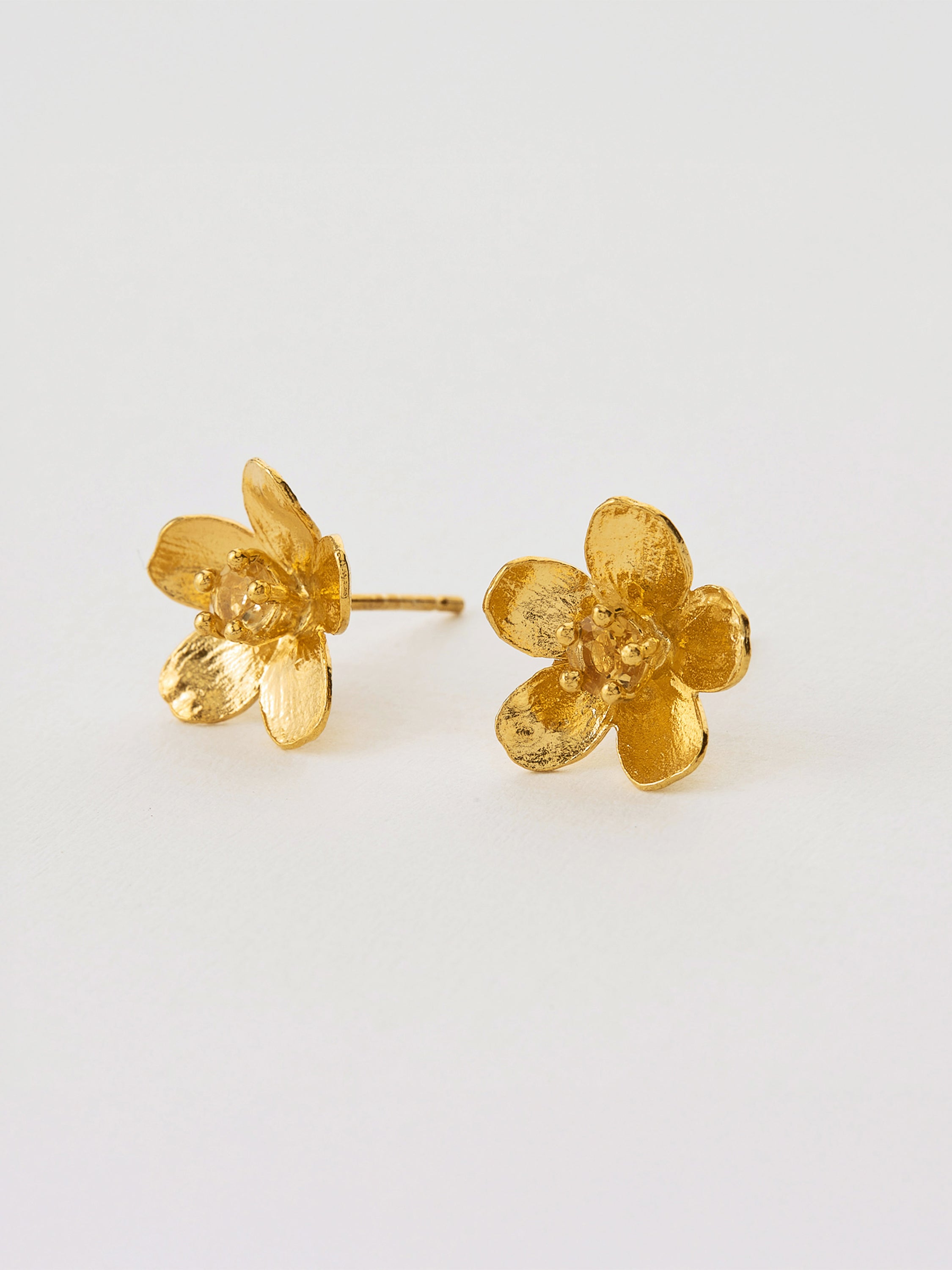 Citrine Buttercup Earrings - image 3 | gold plate