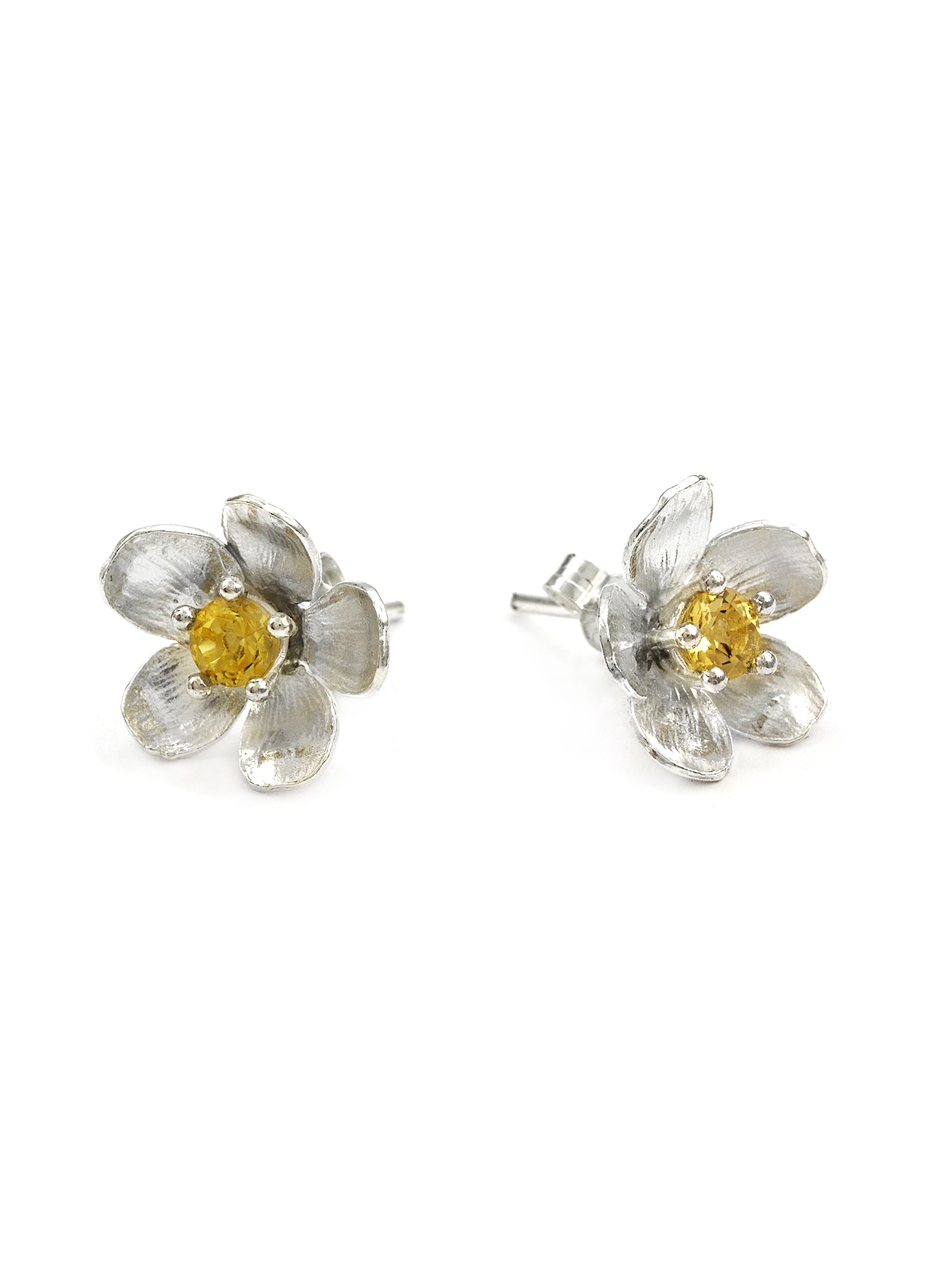 Citrine Buttercup Earrings - image 4 | silver