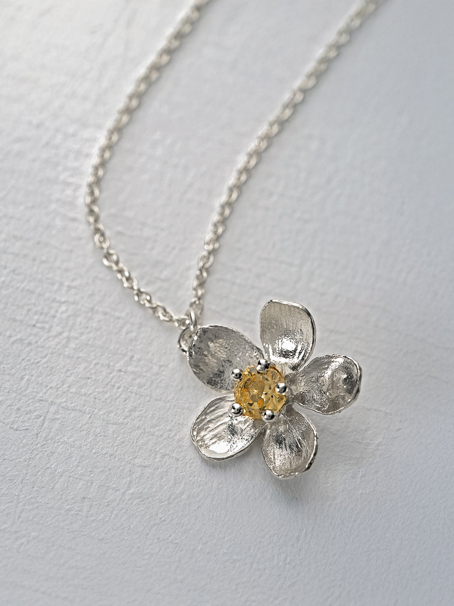 Citrine Buttercup Necklace - image 7 | silver