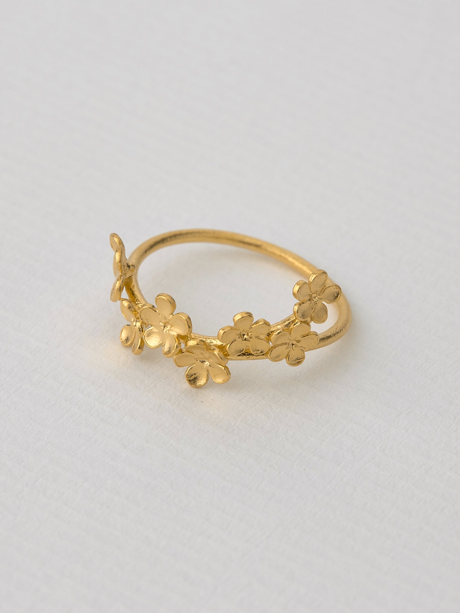 Forget Me Not Flower Trail Stacking Ring - image 2 | gold plate