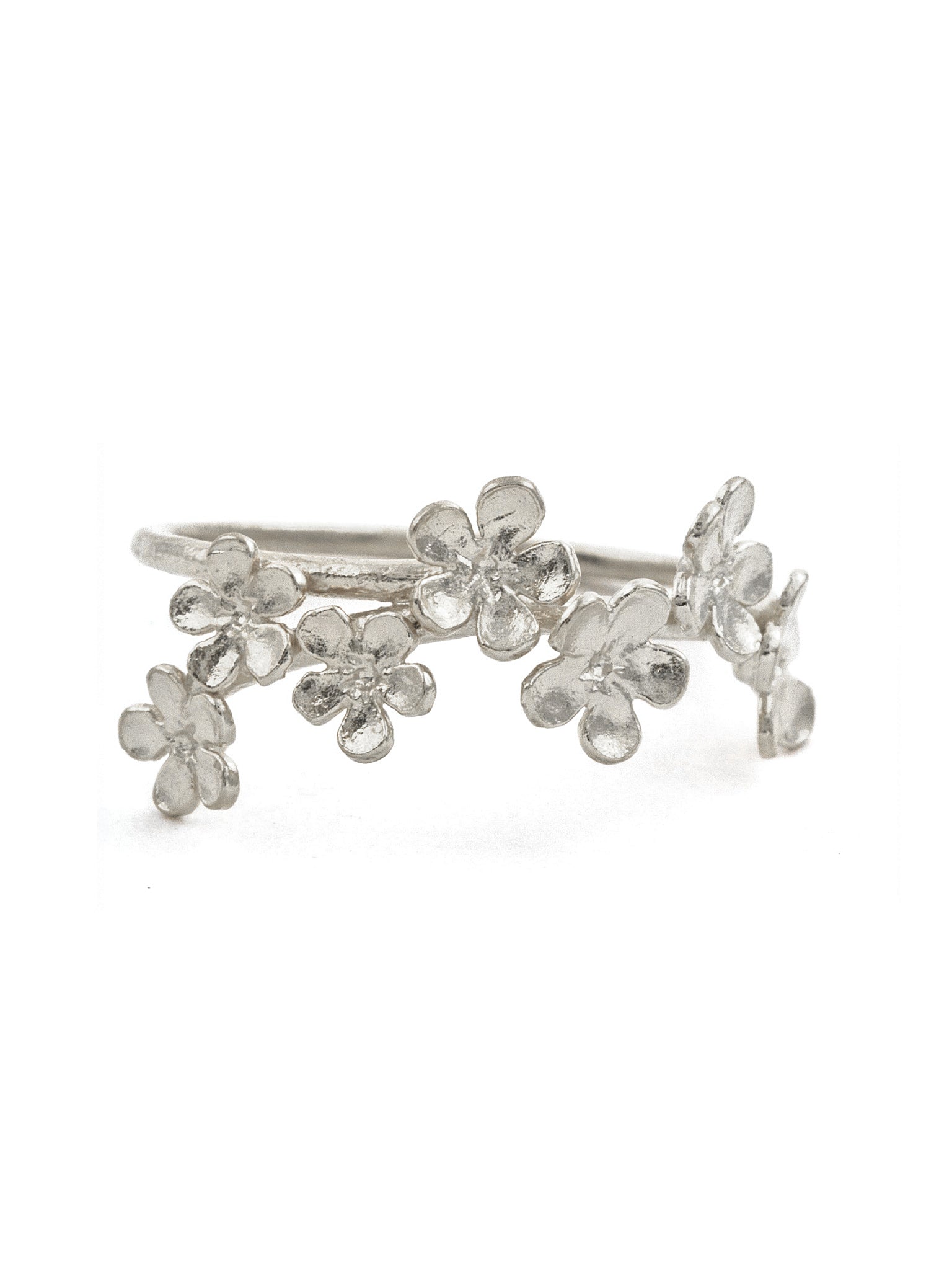 Forget Me Not Flower Trail Stacking Ring - image 4 | silver