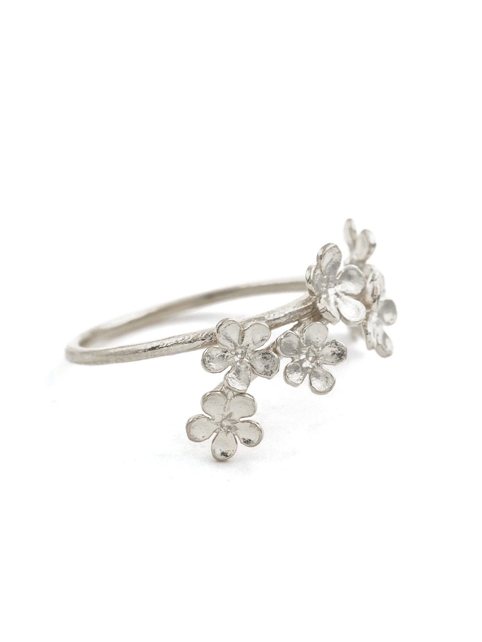 Forget Me Not Flower Trail Stacking Ring - image 7 | silver