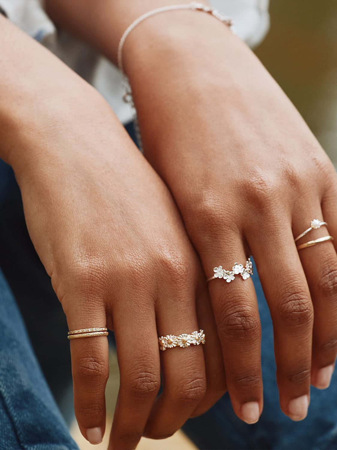 Forget Me Not Flower Trail Stacking Ring - image 5