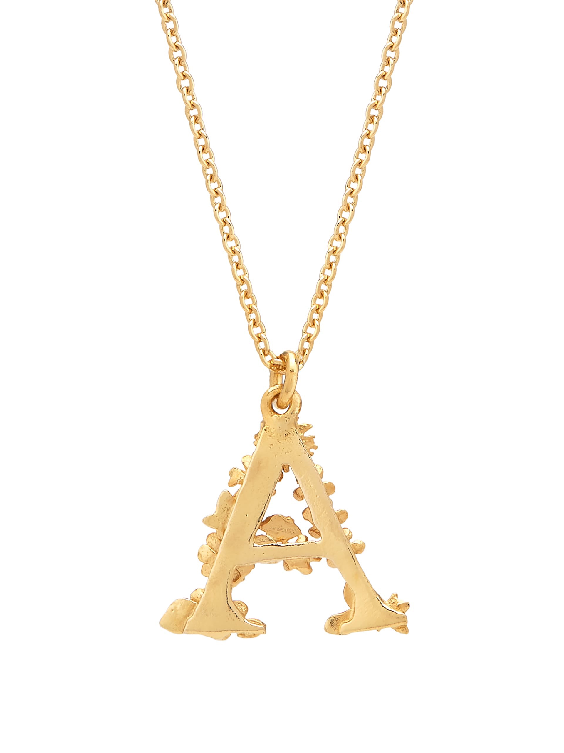 Floral Letter A Necklace - image 4 | gold plate