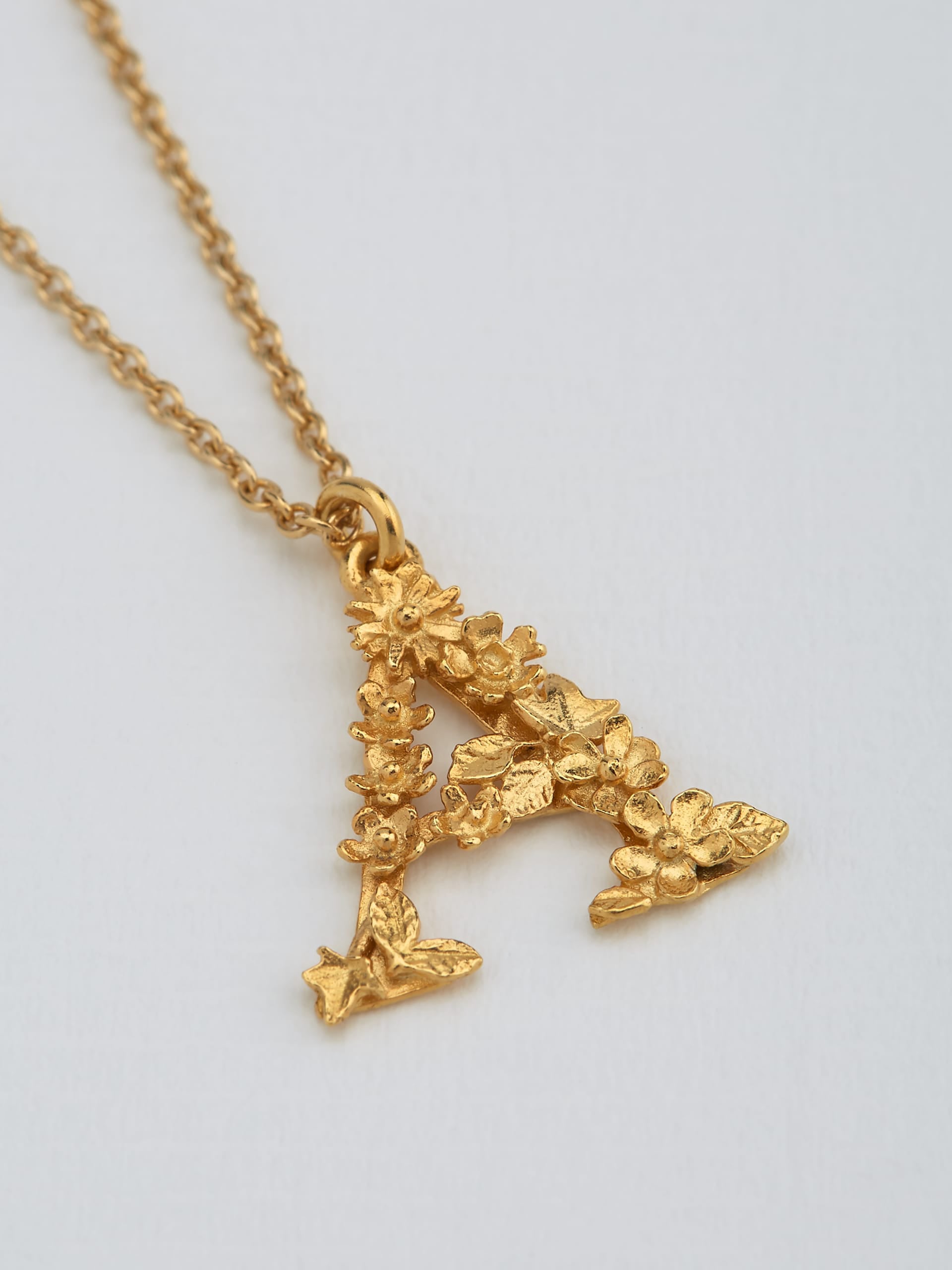 Floral Letter A Necklace - image 3 | gold plate