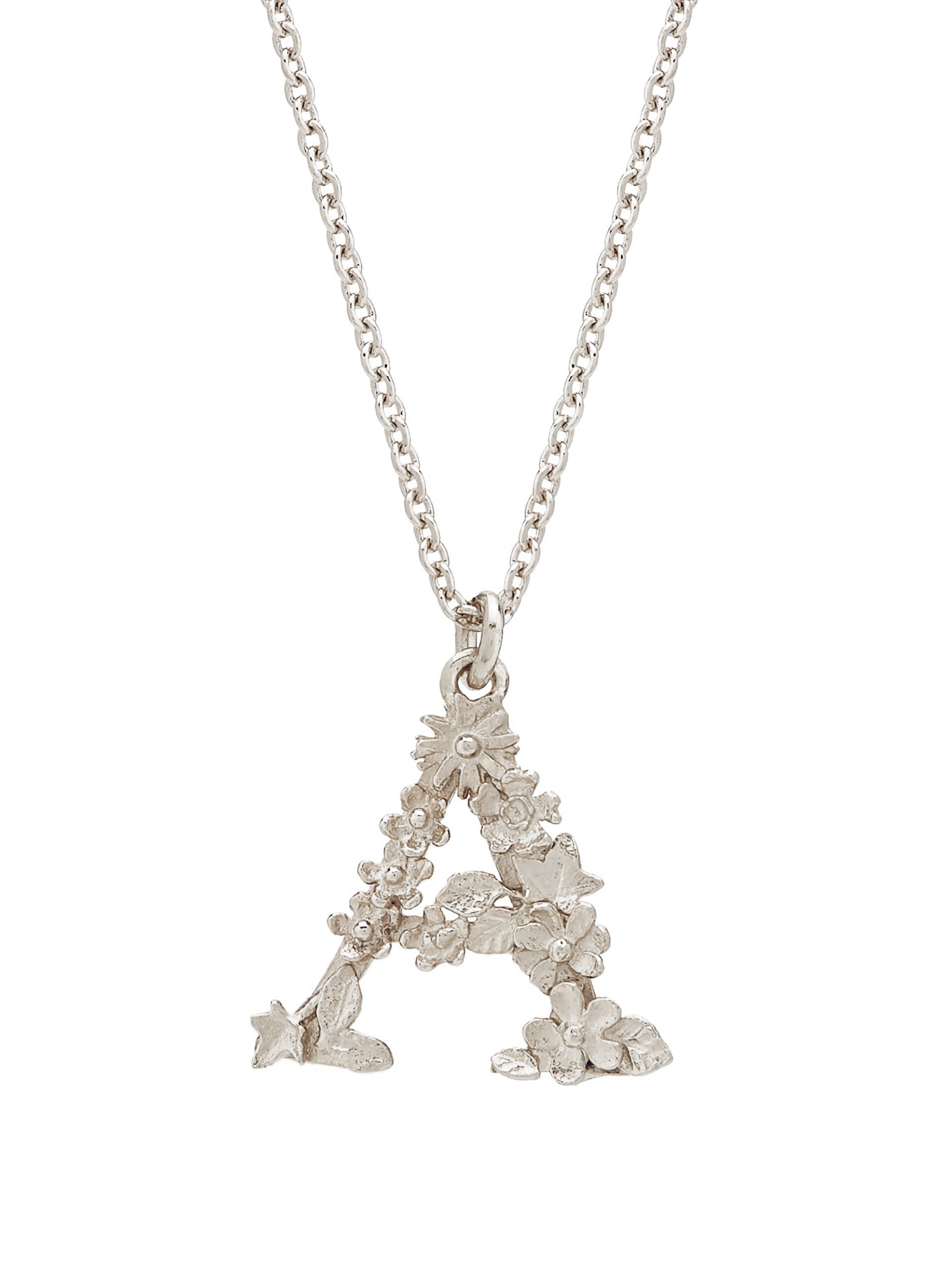 Floral Letter A Necklace - image 5 | silver