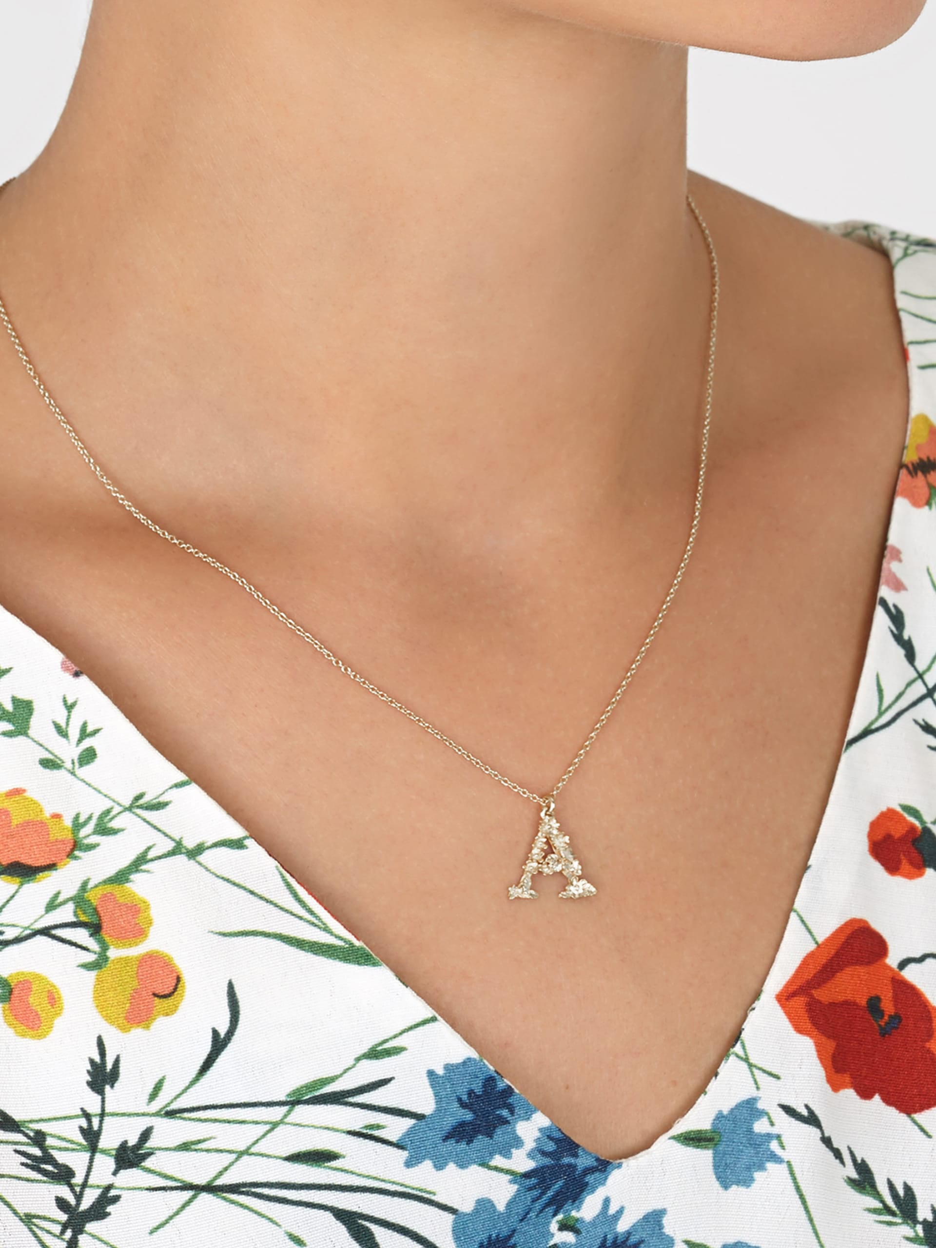 Floral Letter A Necklace - image 6
