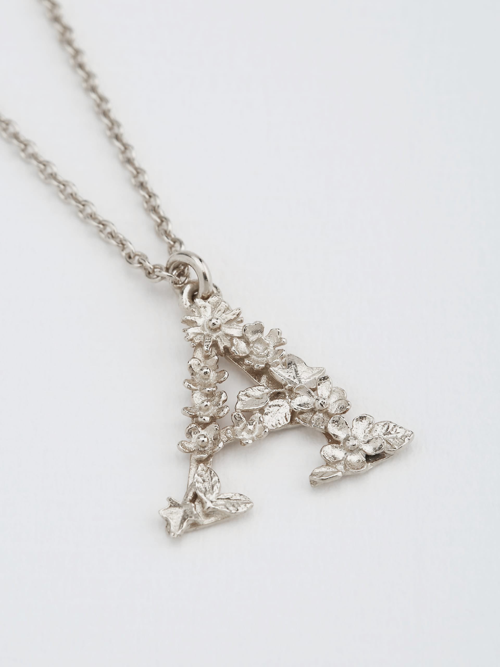 Floral Letter A Necklace - image 7 | silver