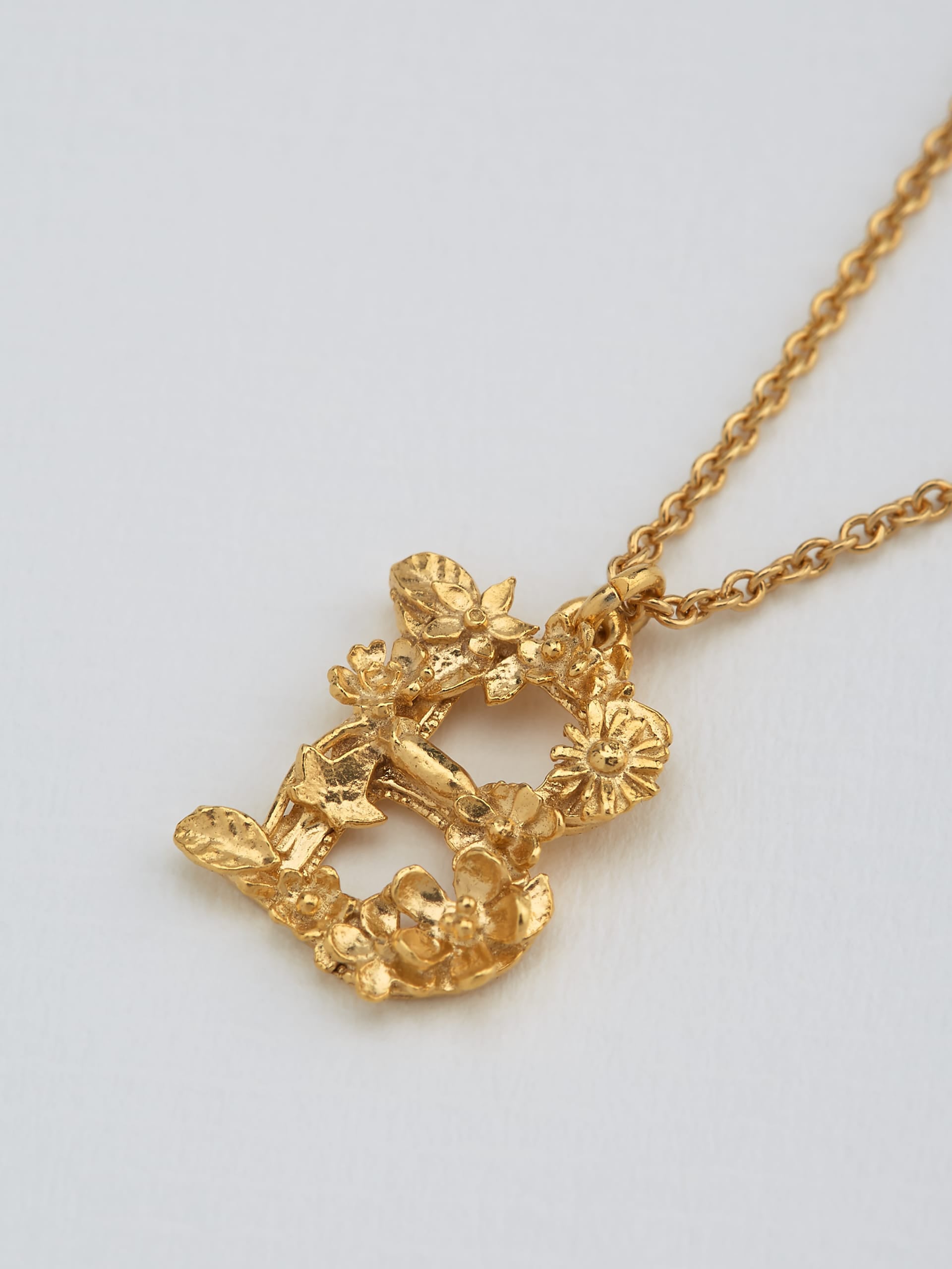 Floral Letter B Necklace - image 3 | gold plate
