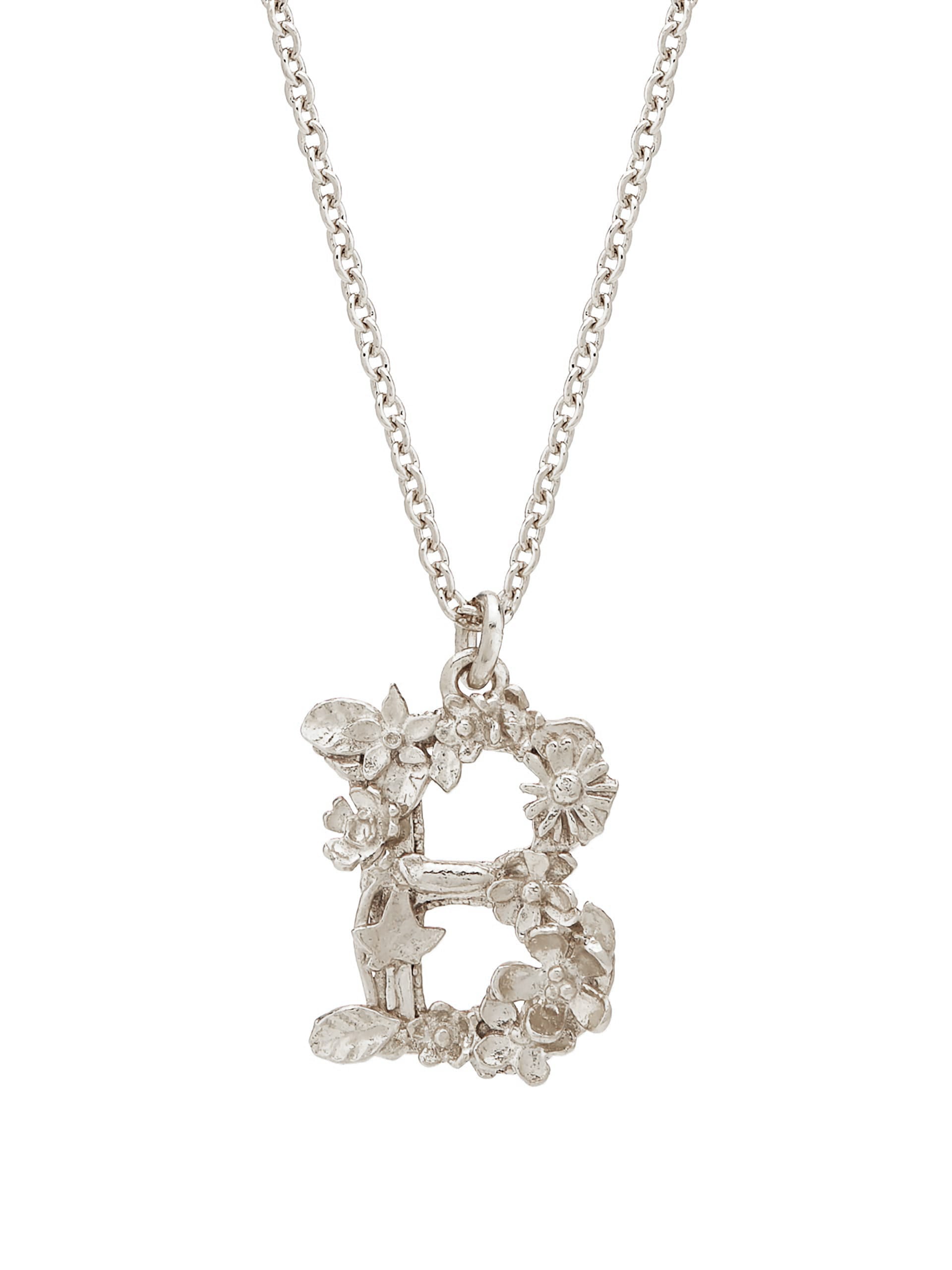 Floral Letter B Necklace - image 5 | silver