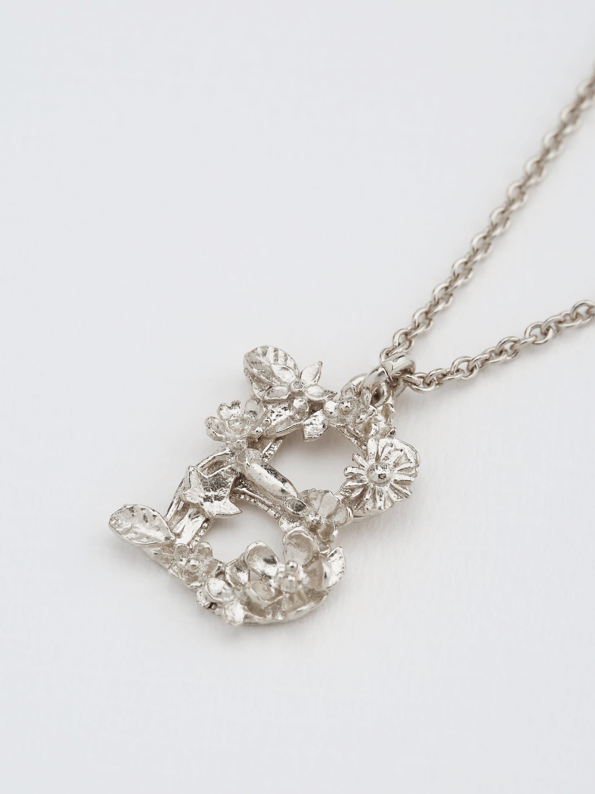 Floral Letter B Necklace - image 7 | silver