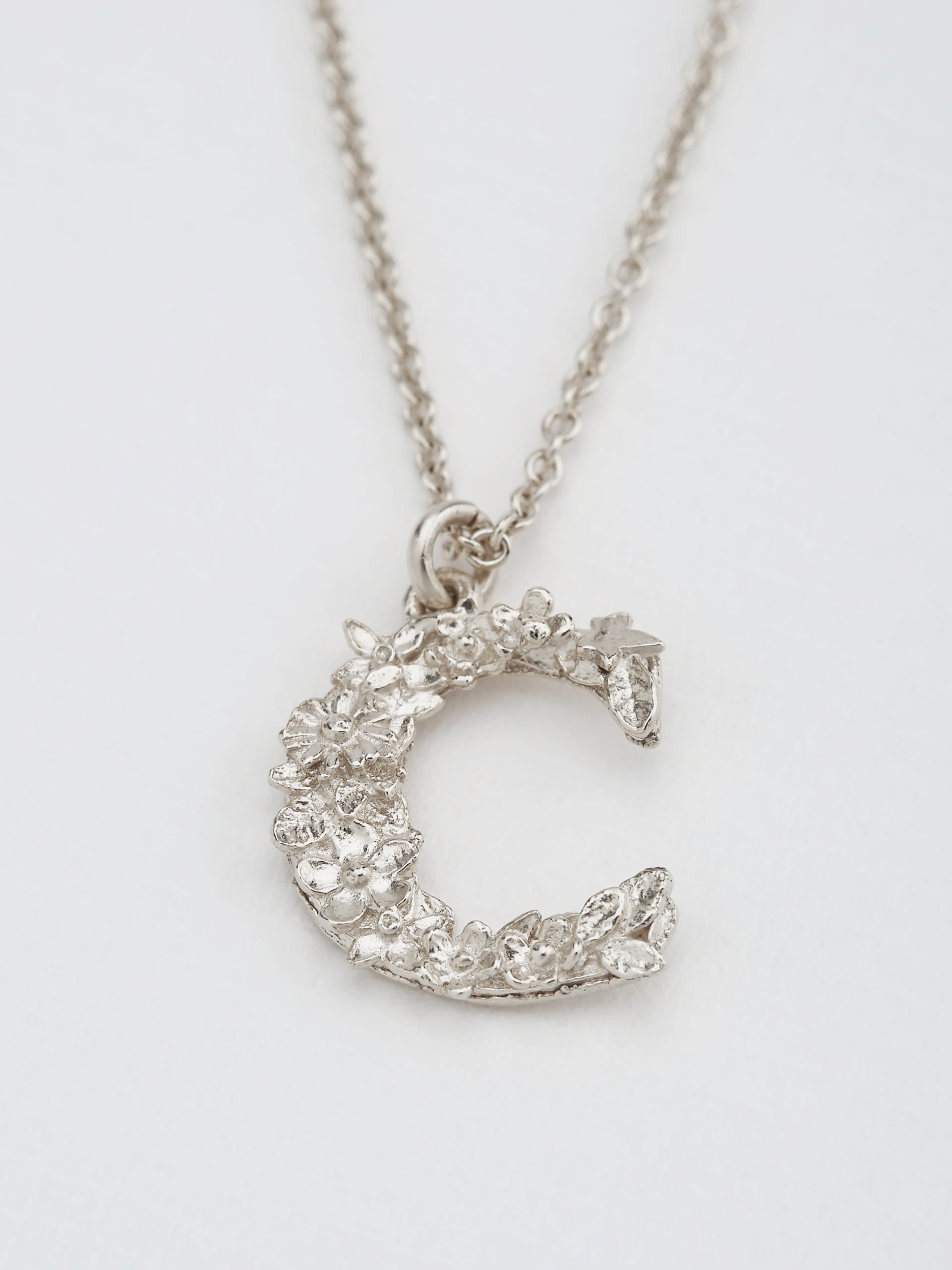 Floral Letter C necklace - image 7 | silver