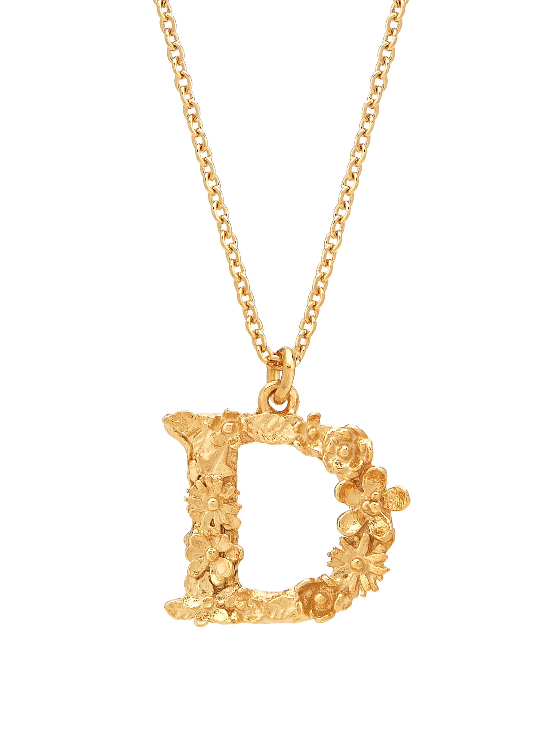 Floral Letter D Necklace - image 1 | gold plate
