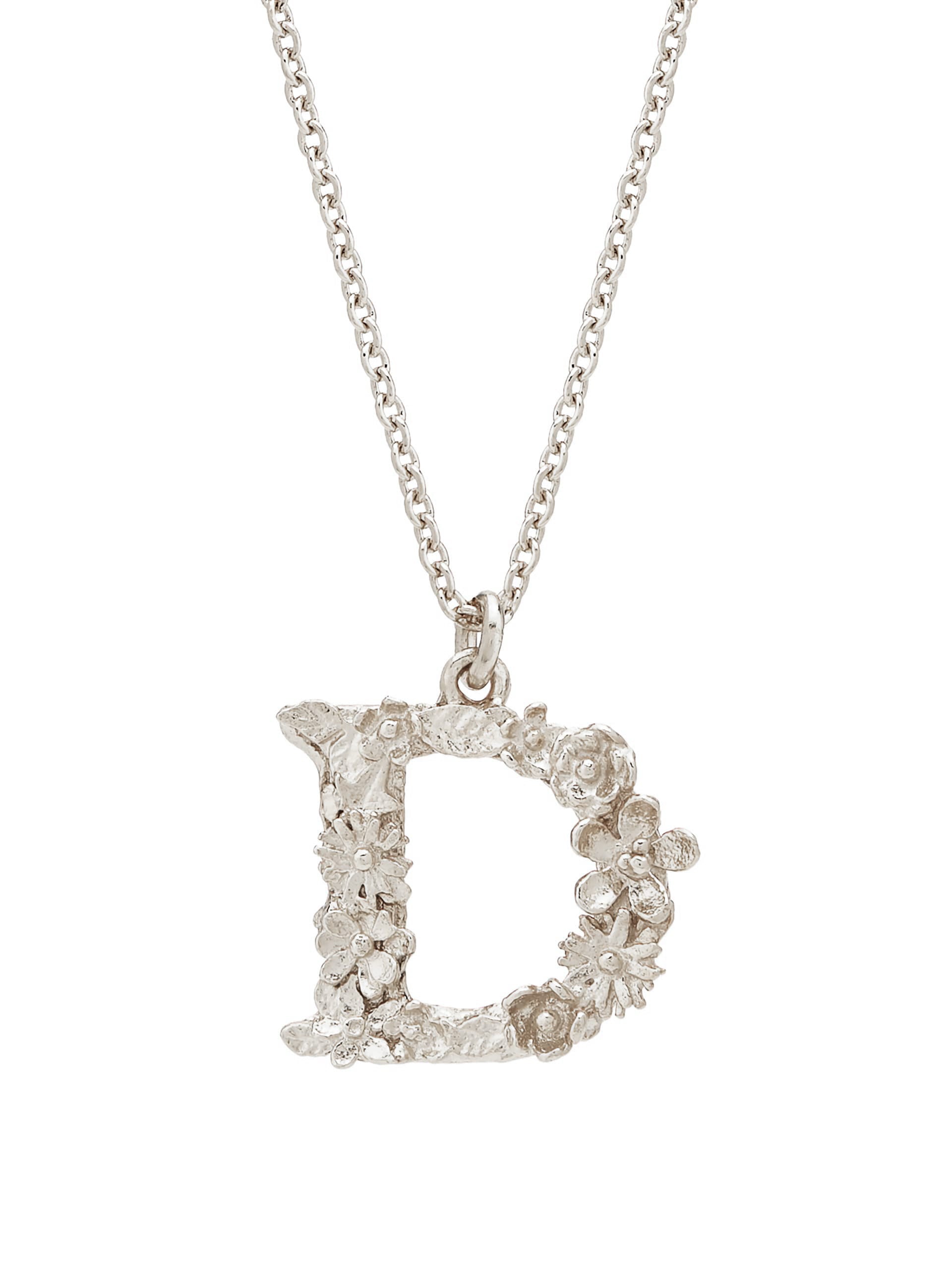 Floral Letter D Necklace - image 5 | silver