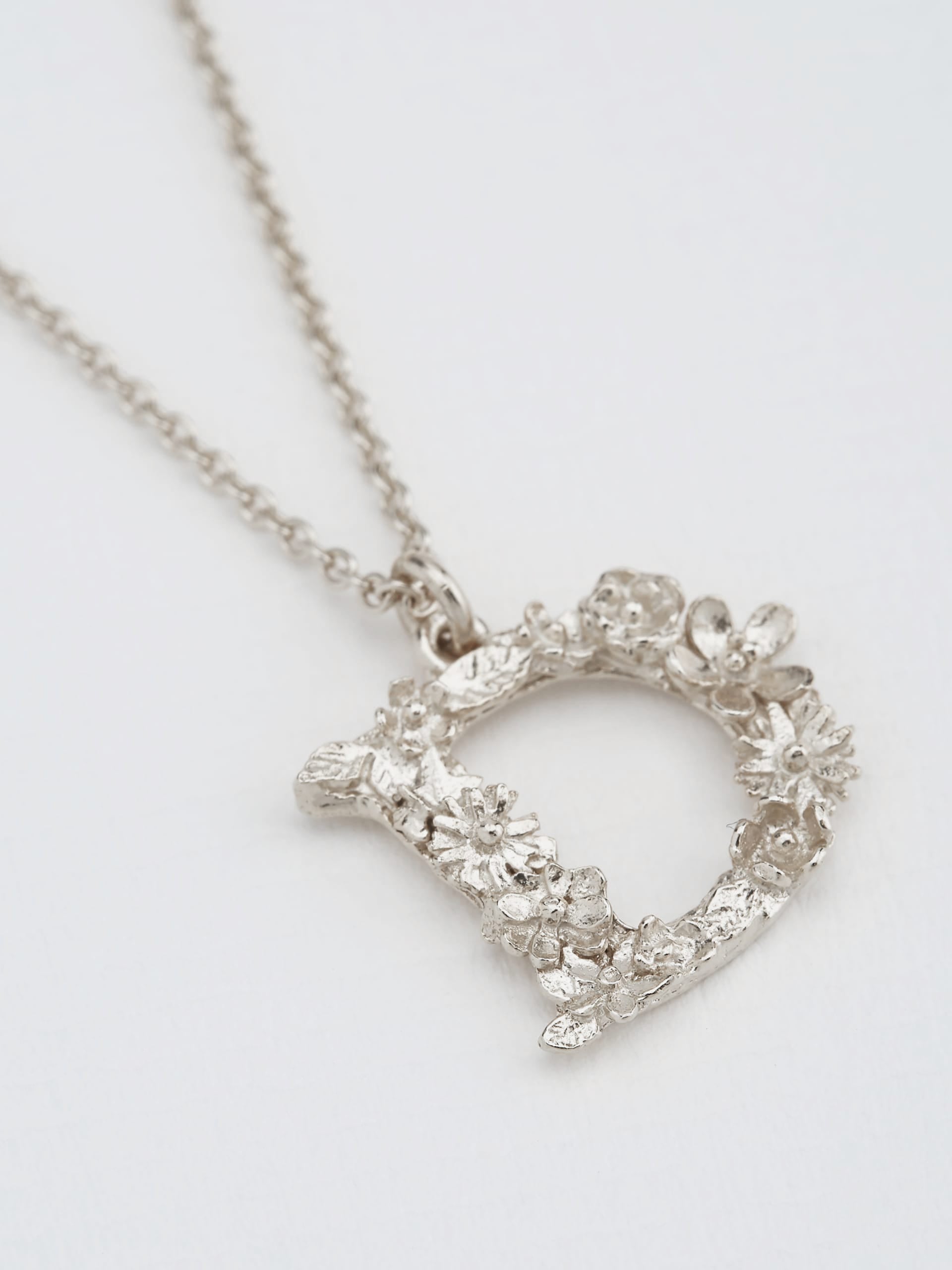 Floral Letter D Necklace - image 7 | silver