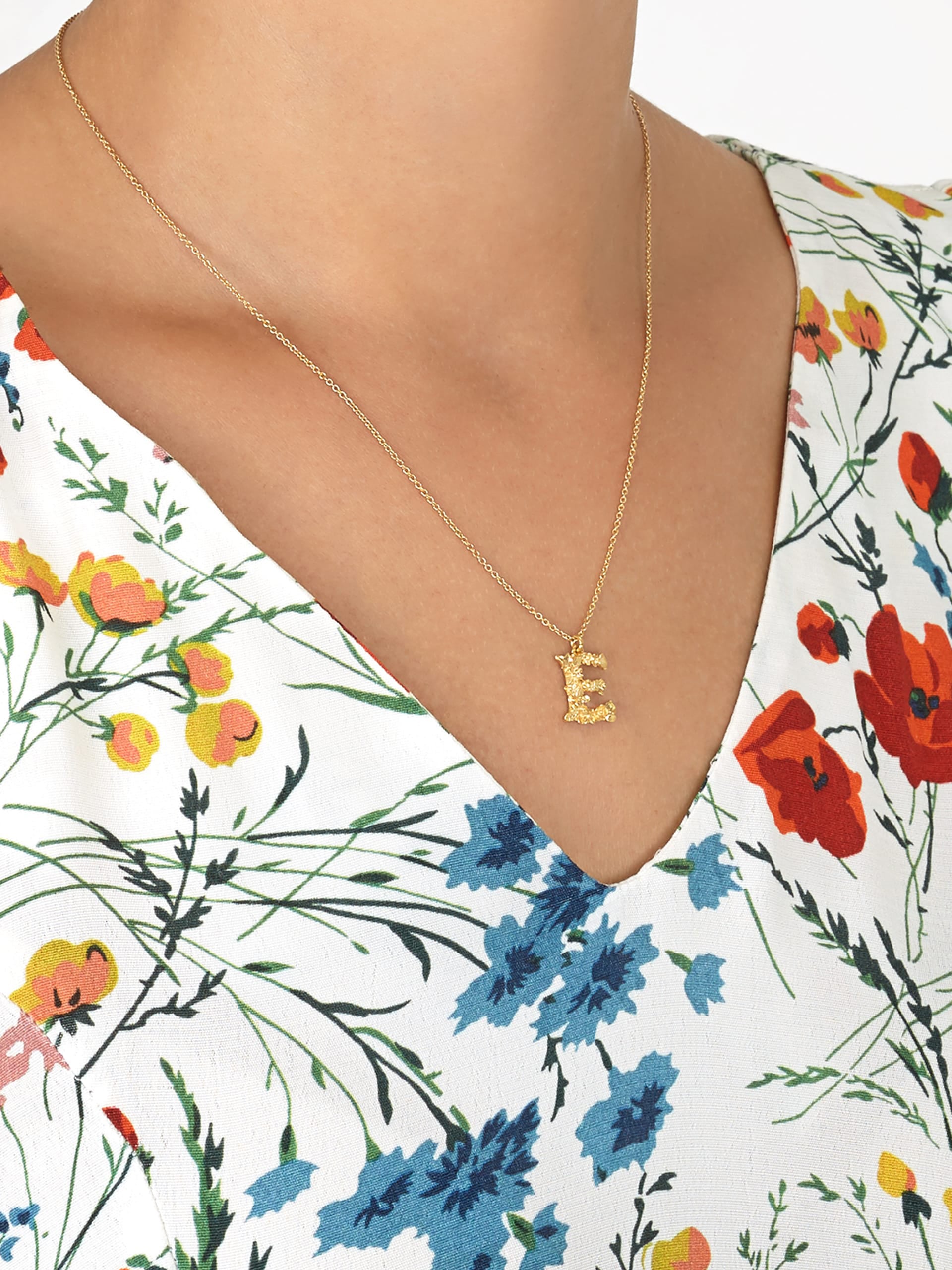 Floral Letter E Necklace - image 2