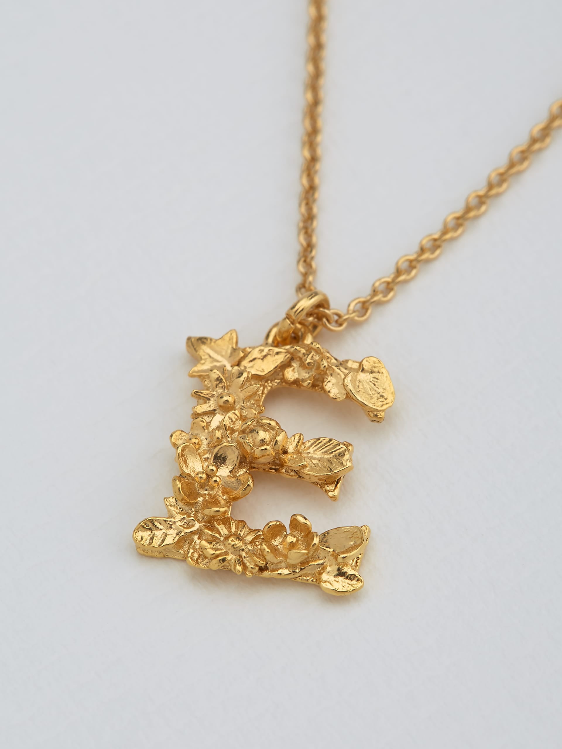 Floral Letter E Necklace - image 3 | gold plate