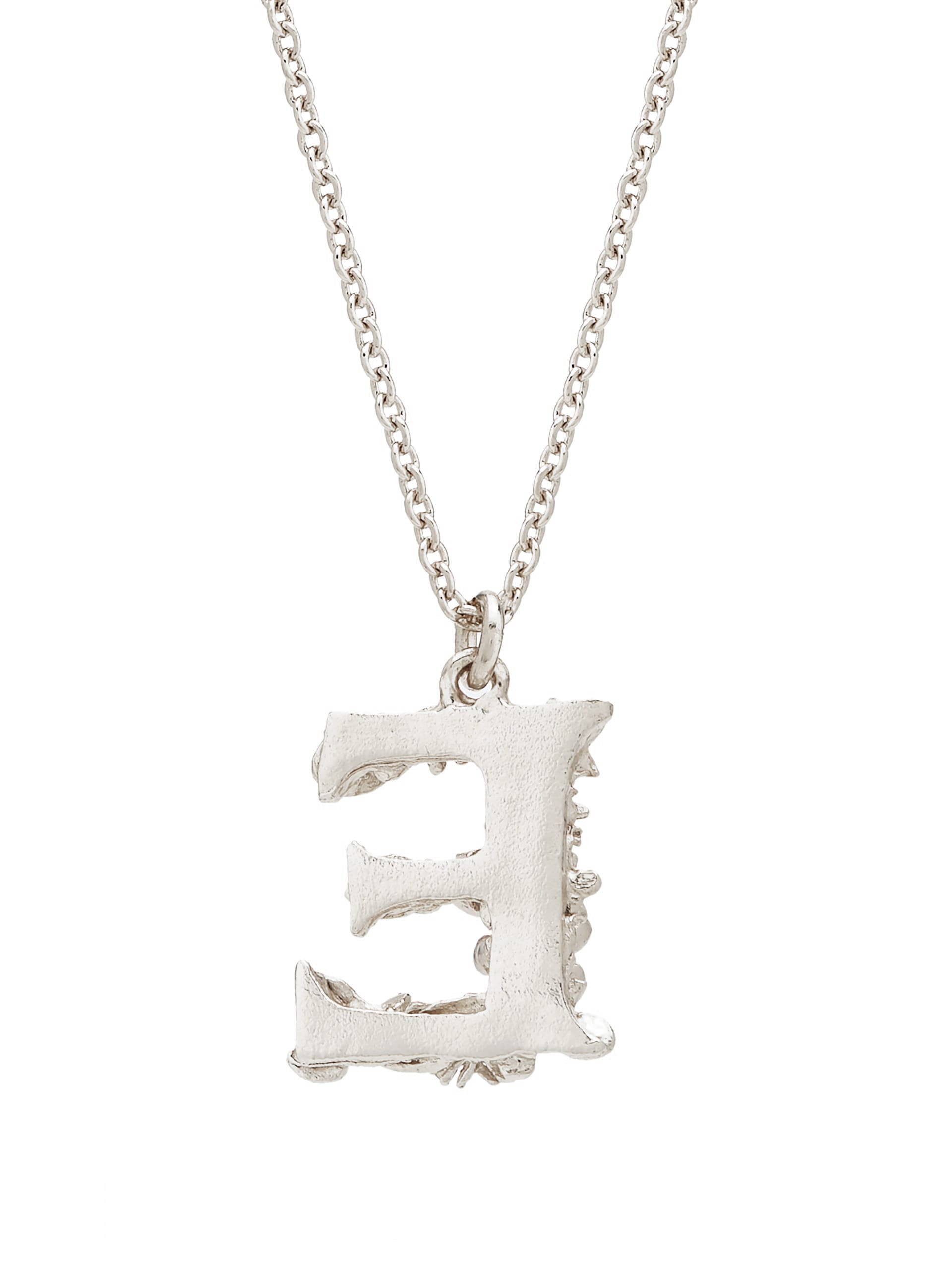 Floral Letter E Necklace - image 8 | silver