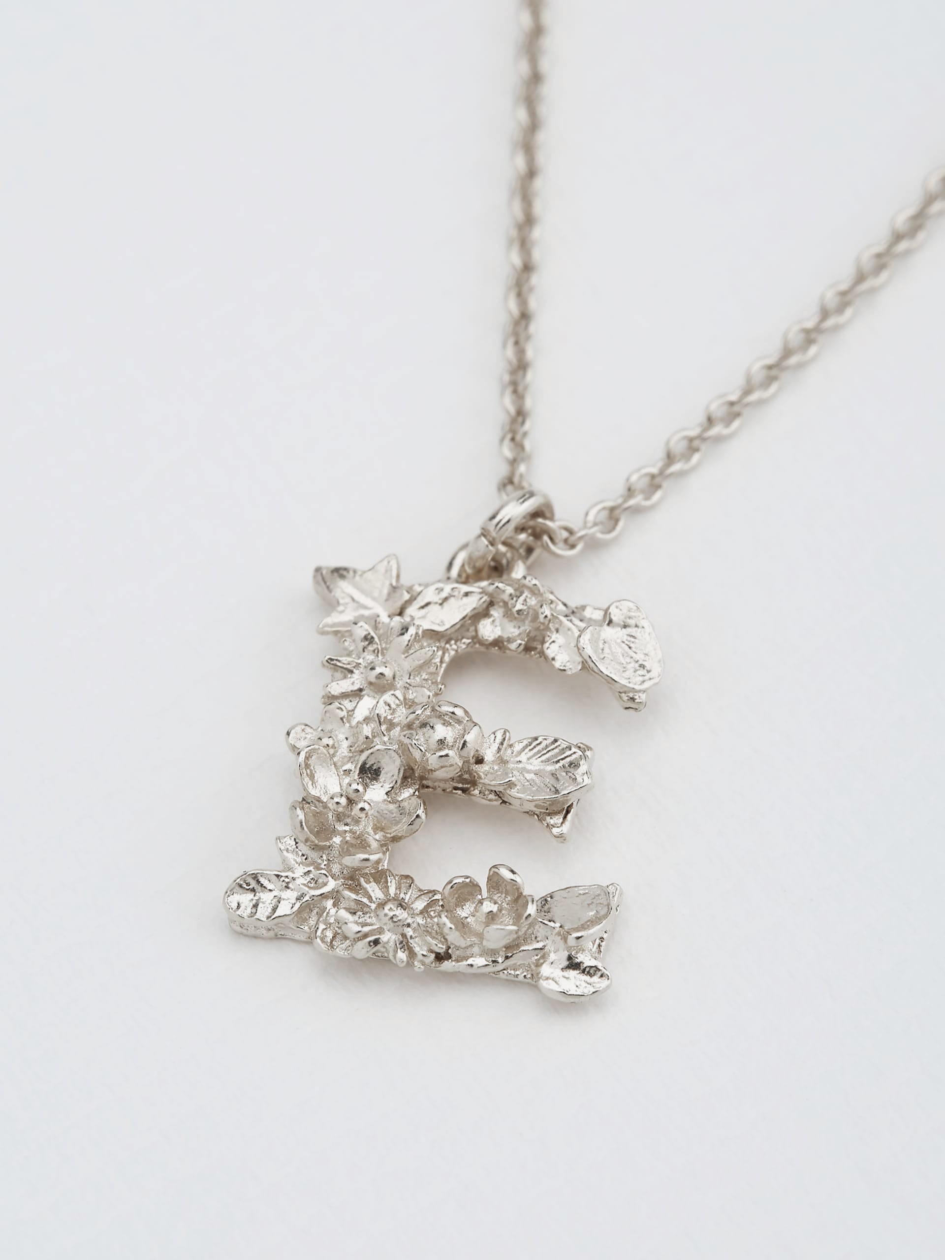 Floral Letter E Necklace - image 7 | silver