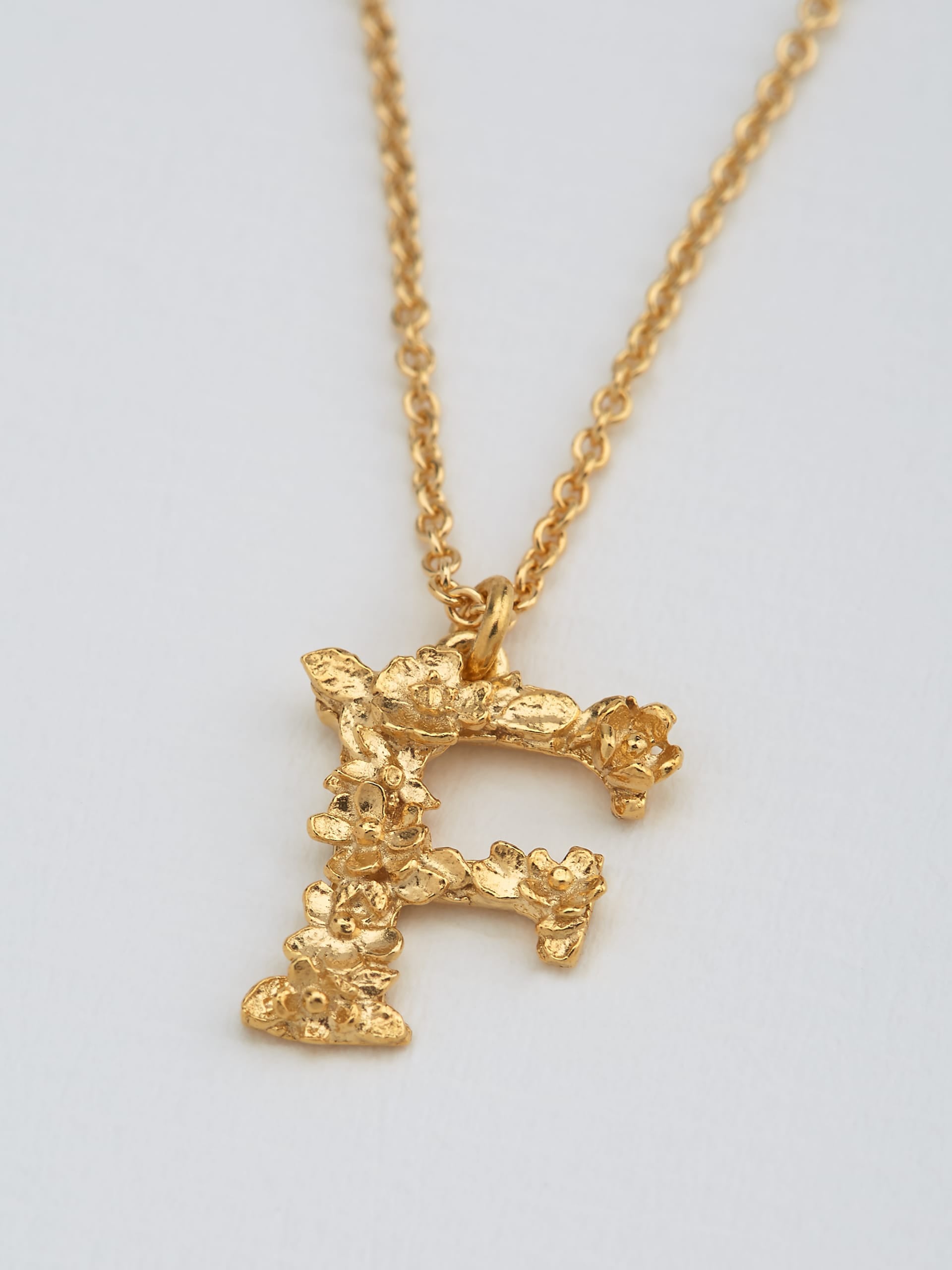 Floral Letter F Necklace - image 3 | gold plate