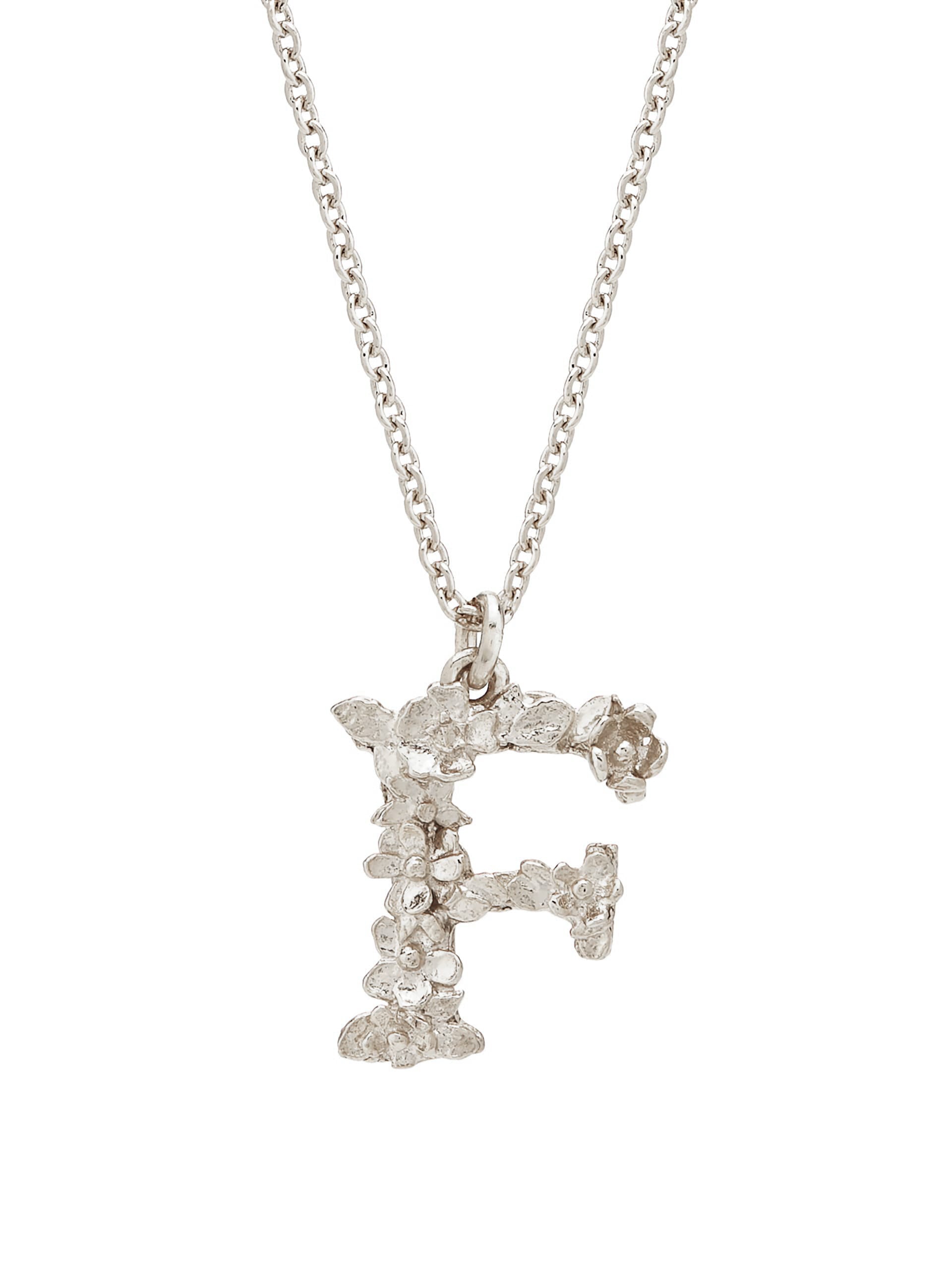 Floral Letter F Necklace - image 5 | silver