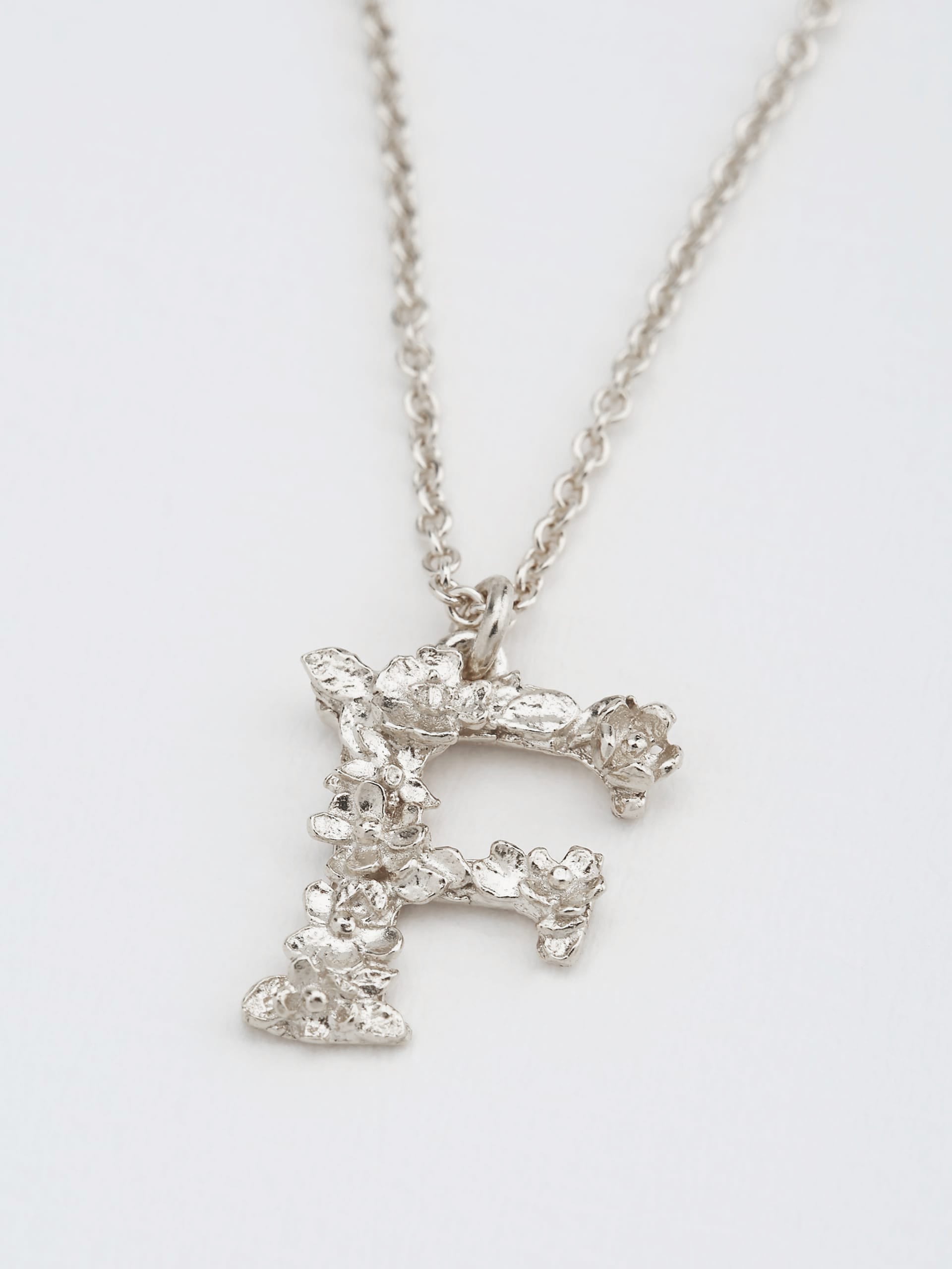 Floral Letter F Necklace - image 7 | silver
