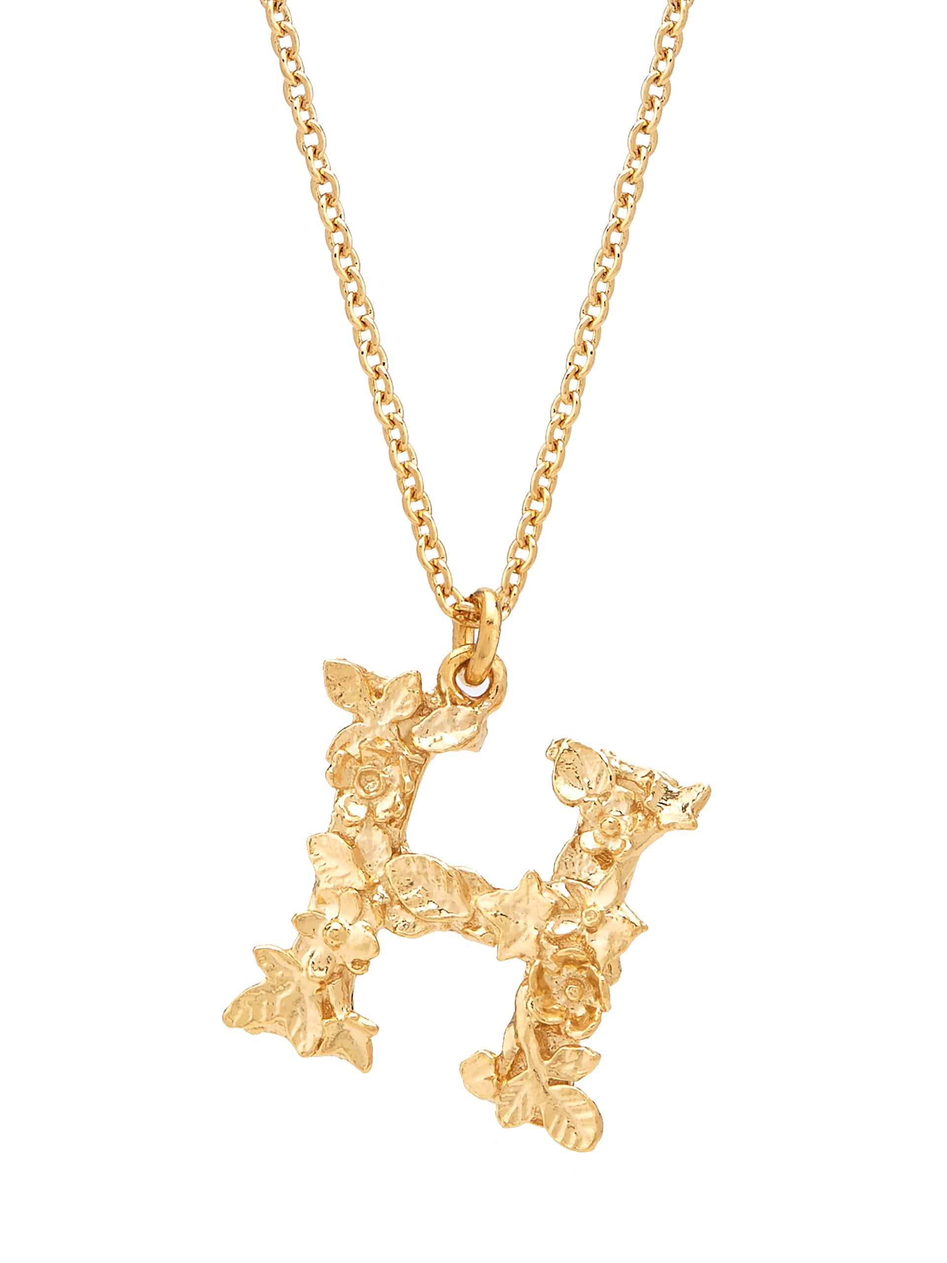 Floral Letter H Necklace - image 1 | gold plate