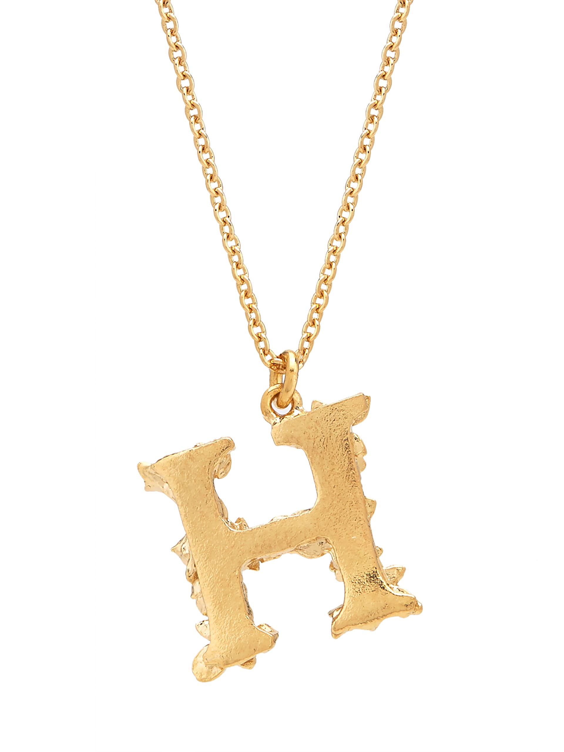 Floral Letter H Necklace - image 4 | gold plate