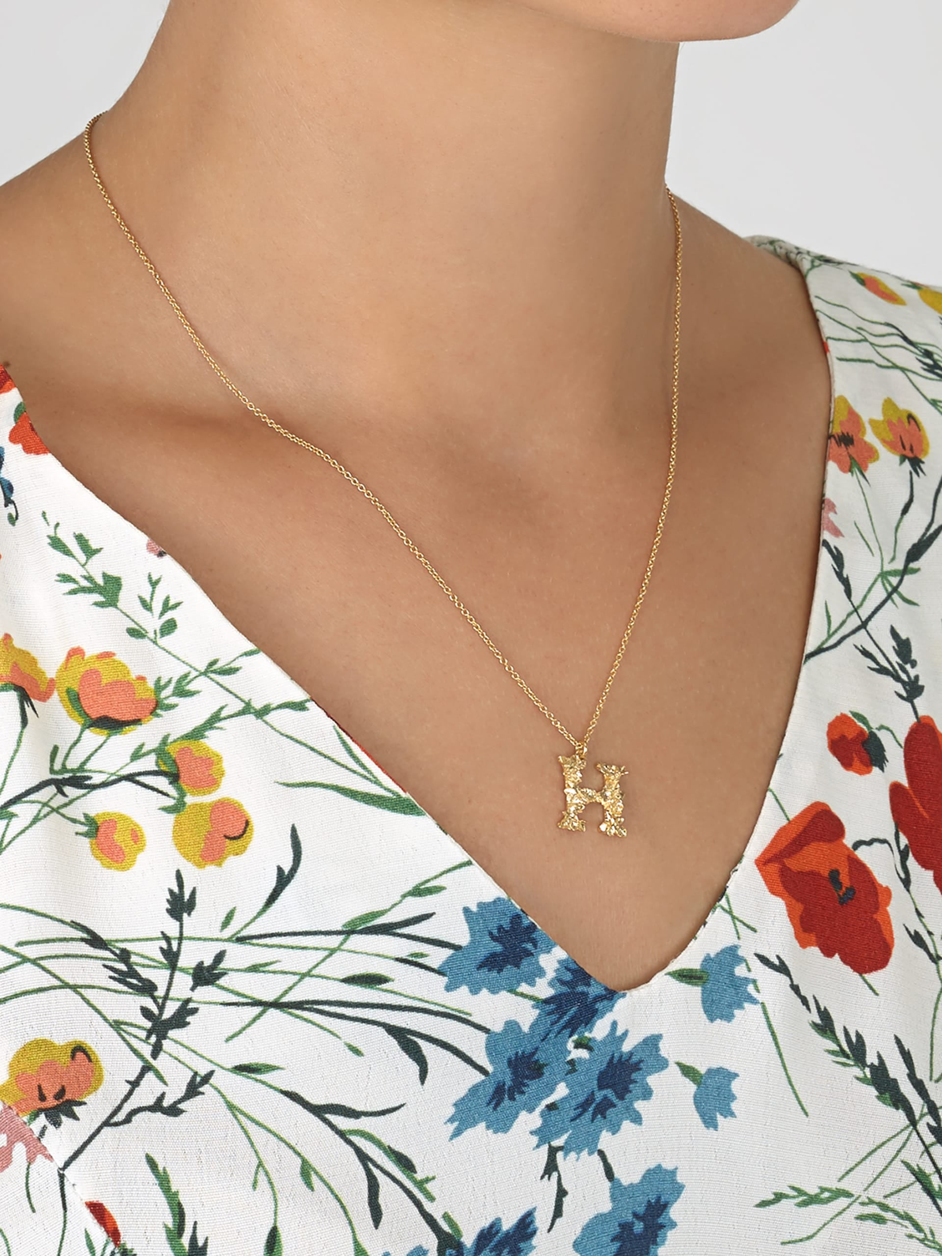 Floral Letter H Necklace - image 2