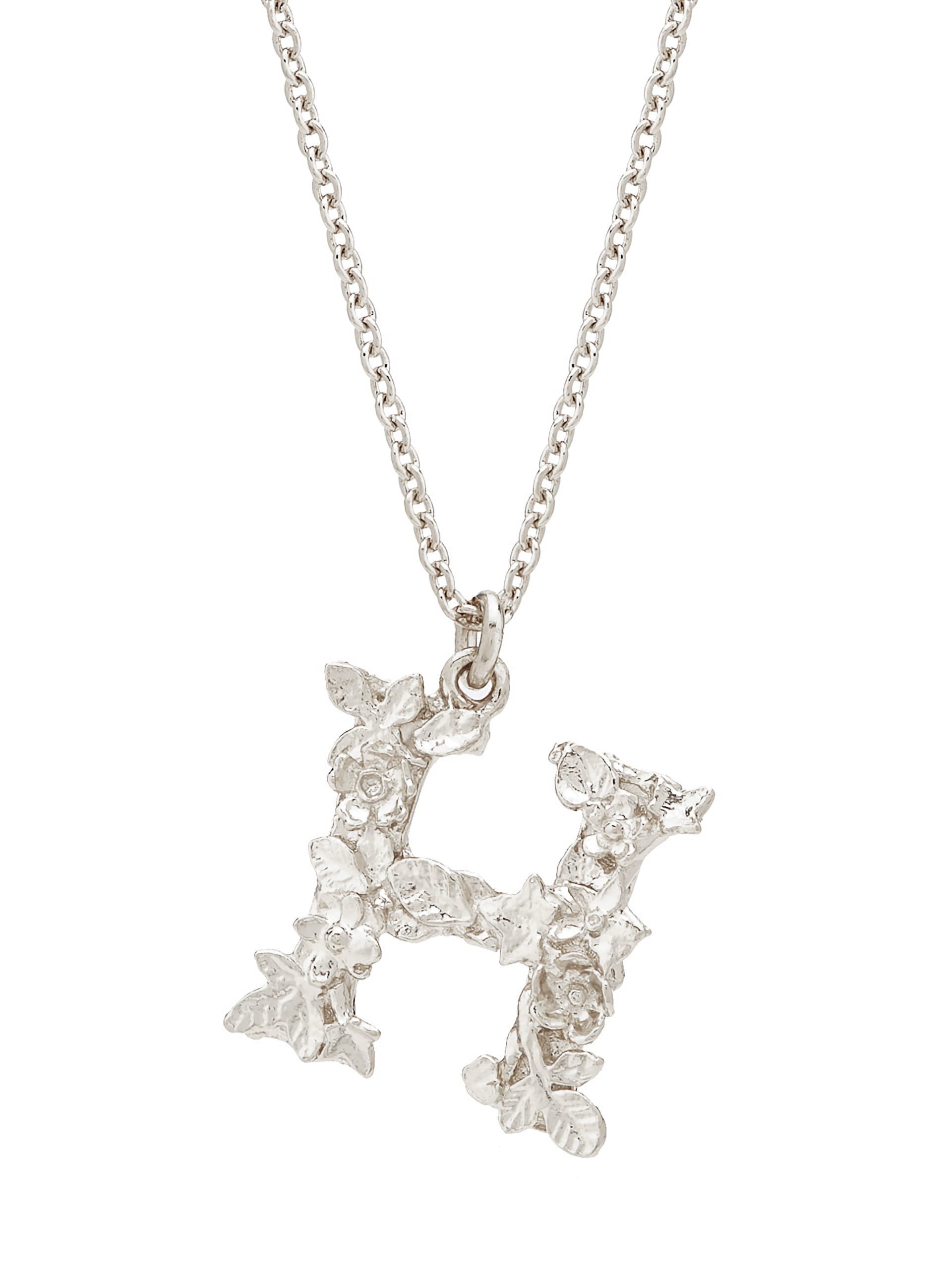 Floral Letter H Necklace - image 5 | silver