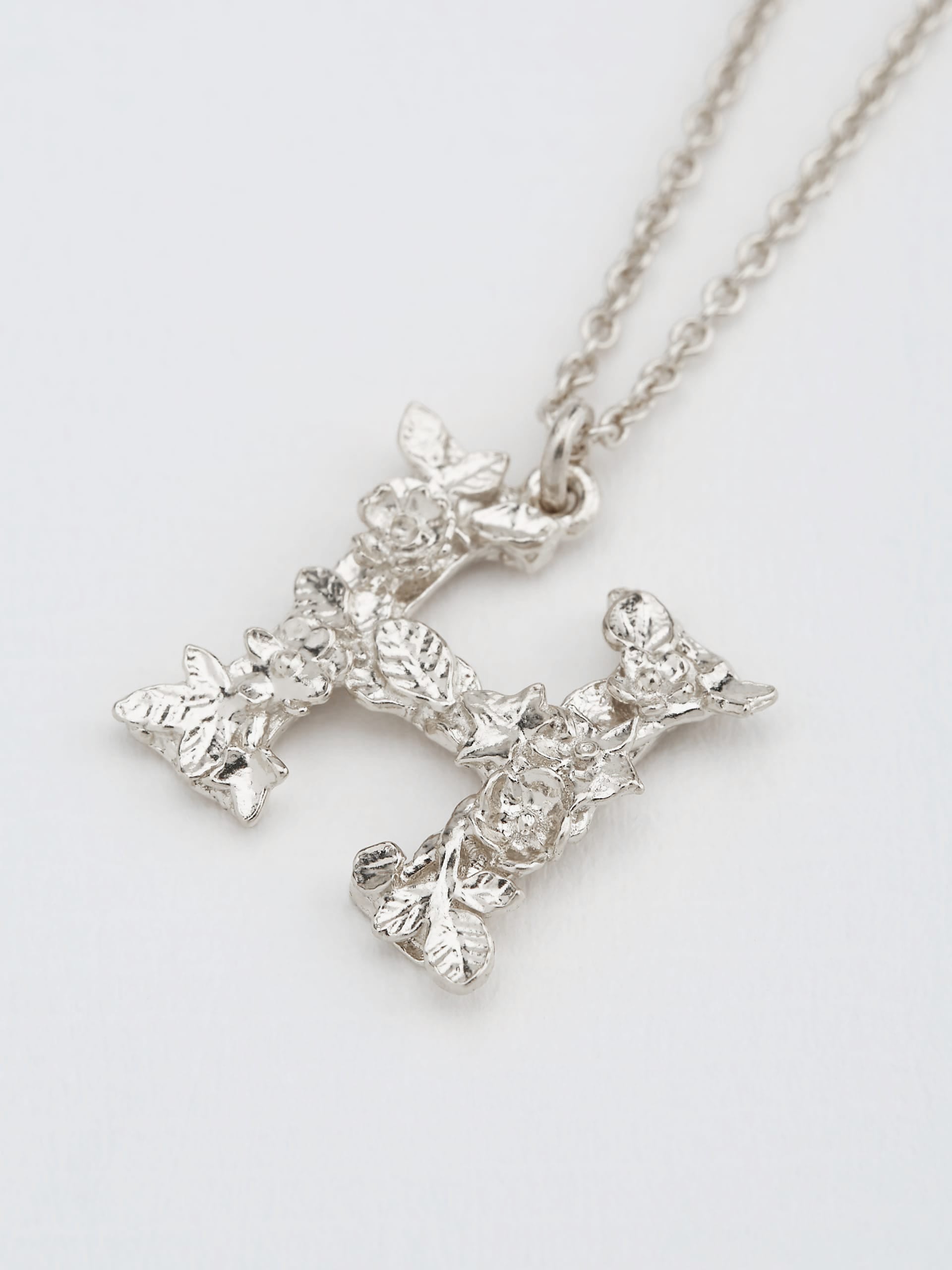 Floral Letter H Necklace - image 7 | silver