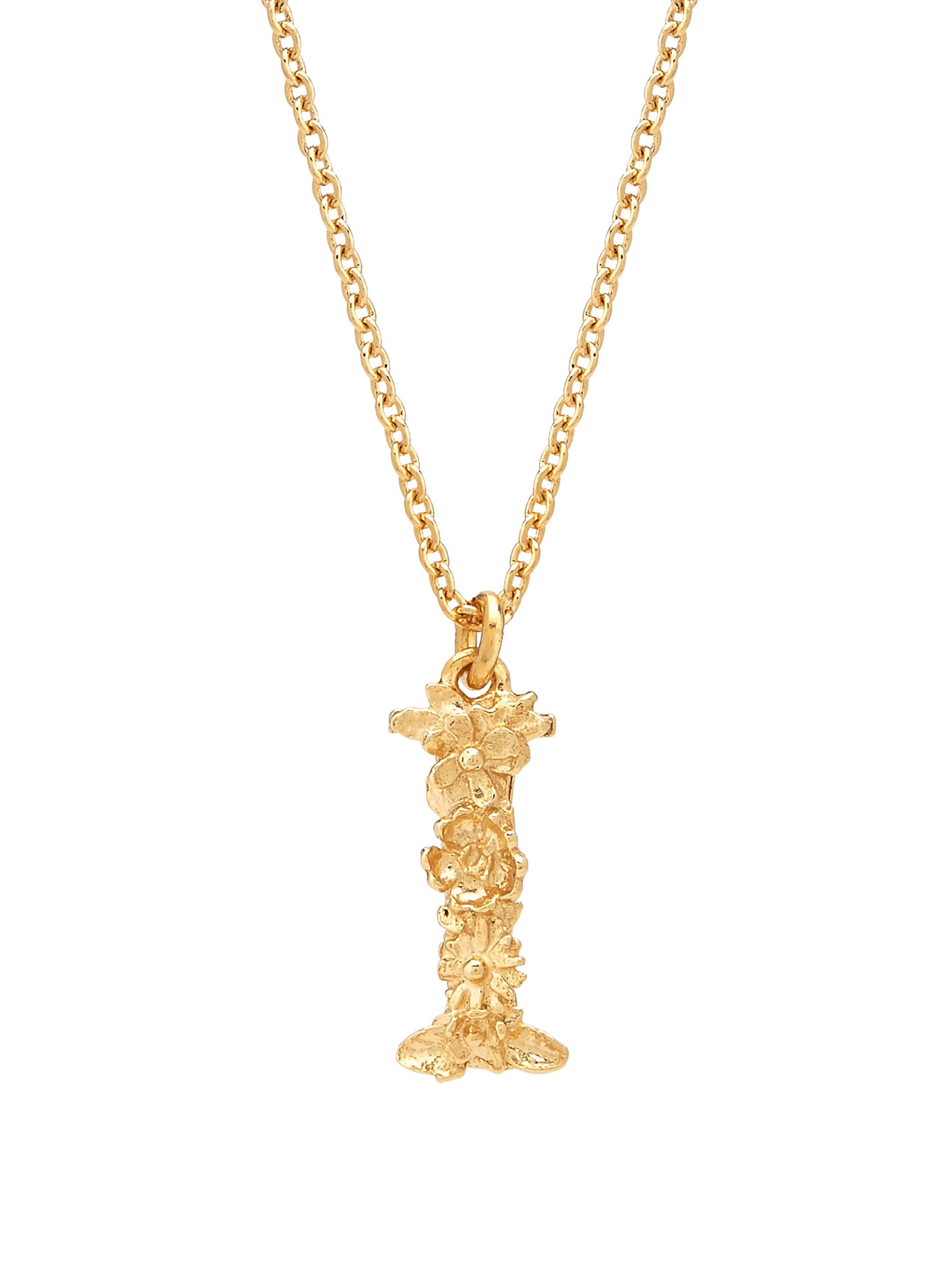 Floral Letter I Necklace - image 1 | gold plate