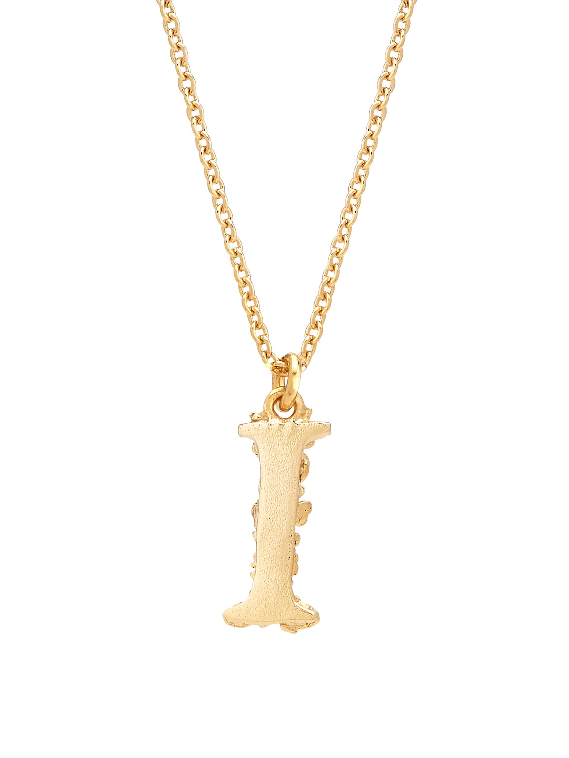 Floral Letter I Necklace - image 4 | gold plate