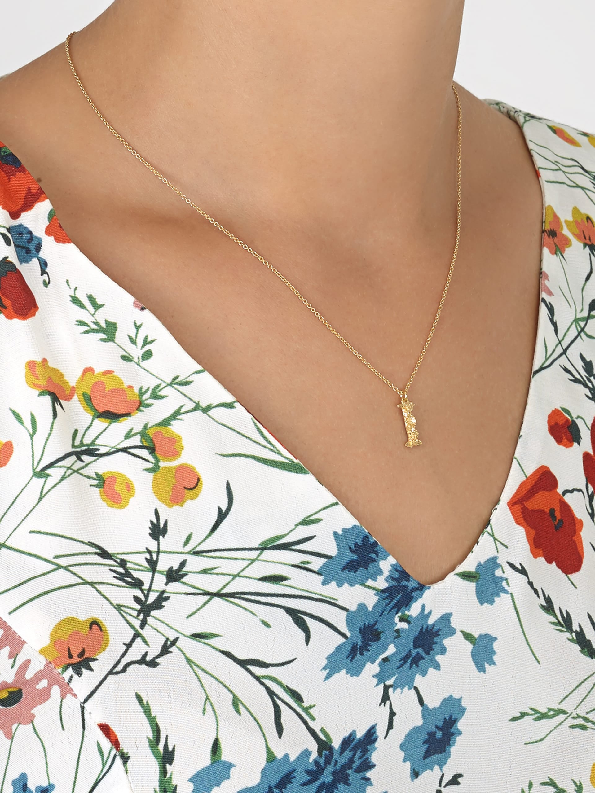 Floral Letter I Necklace - image 2