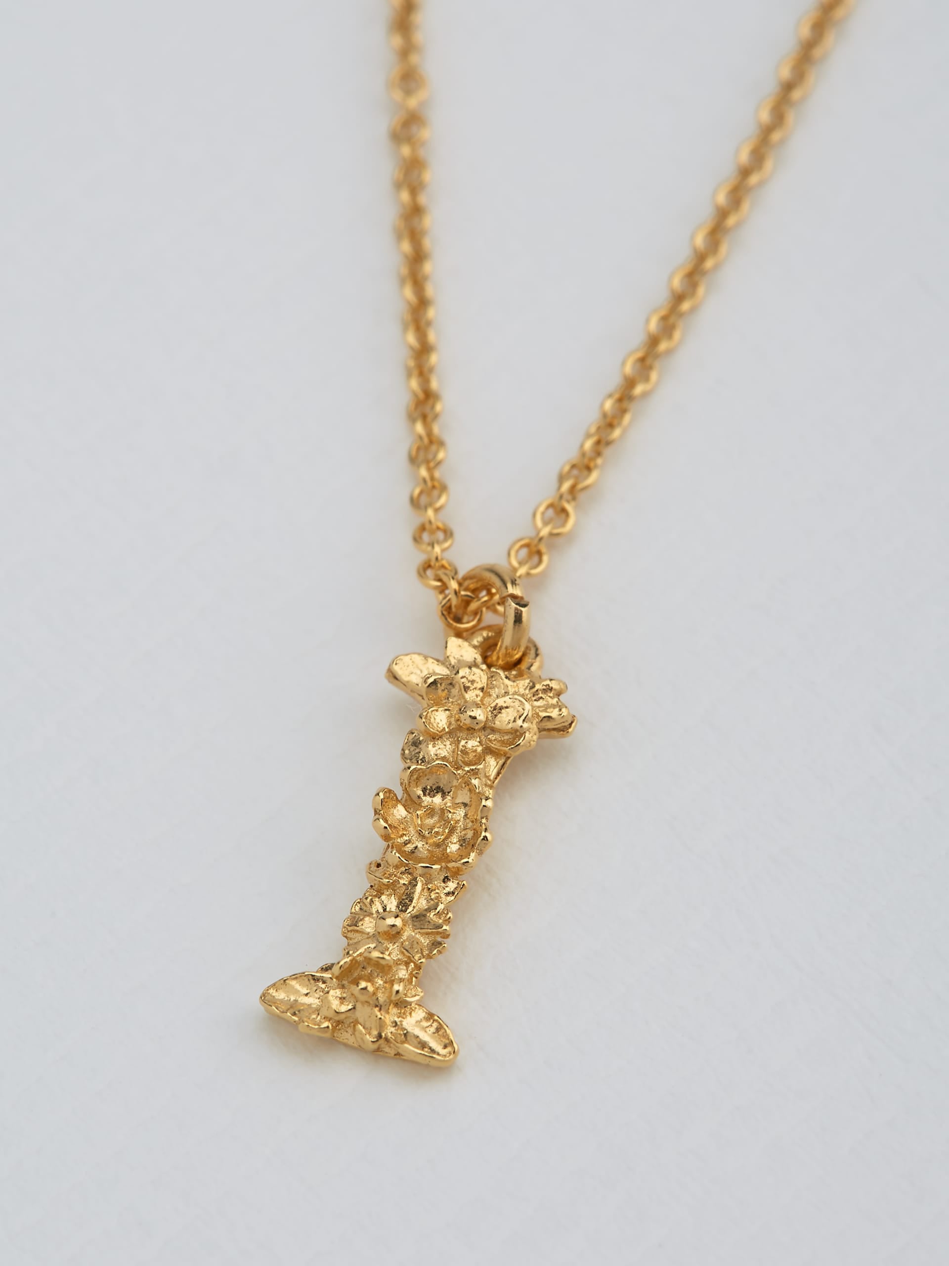 Floral Letter I Necklace - image 3 | gold plate