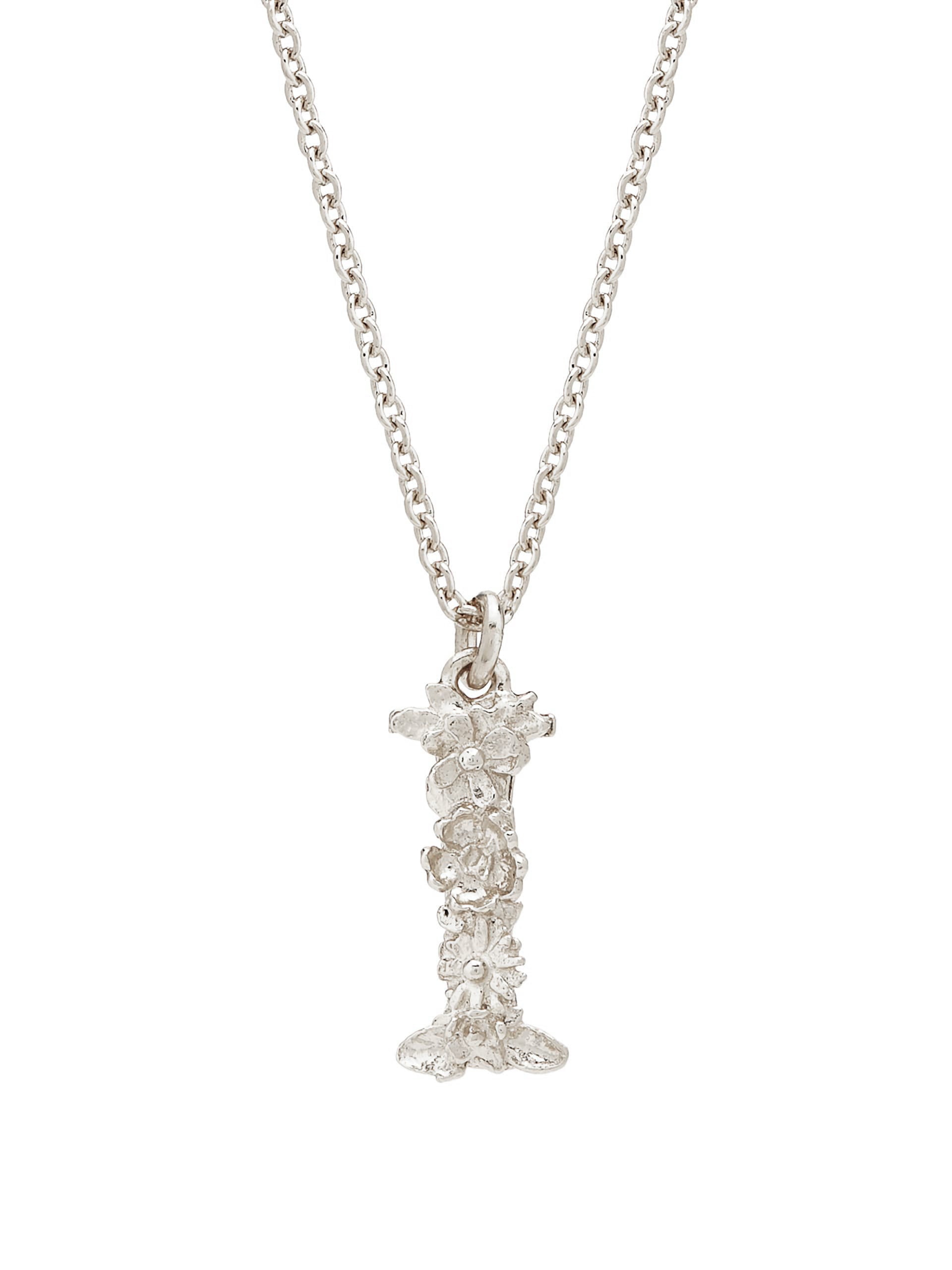 Floral Letter I Necklace - image 5 | silver