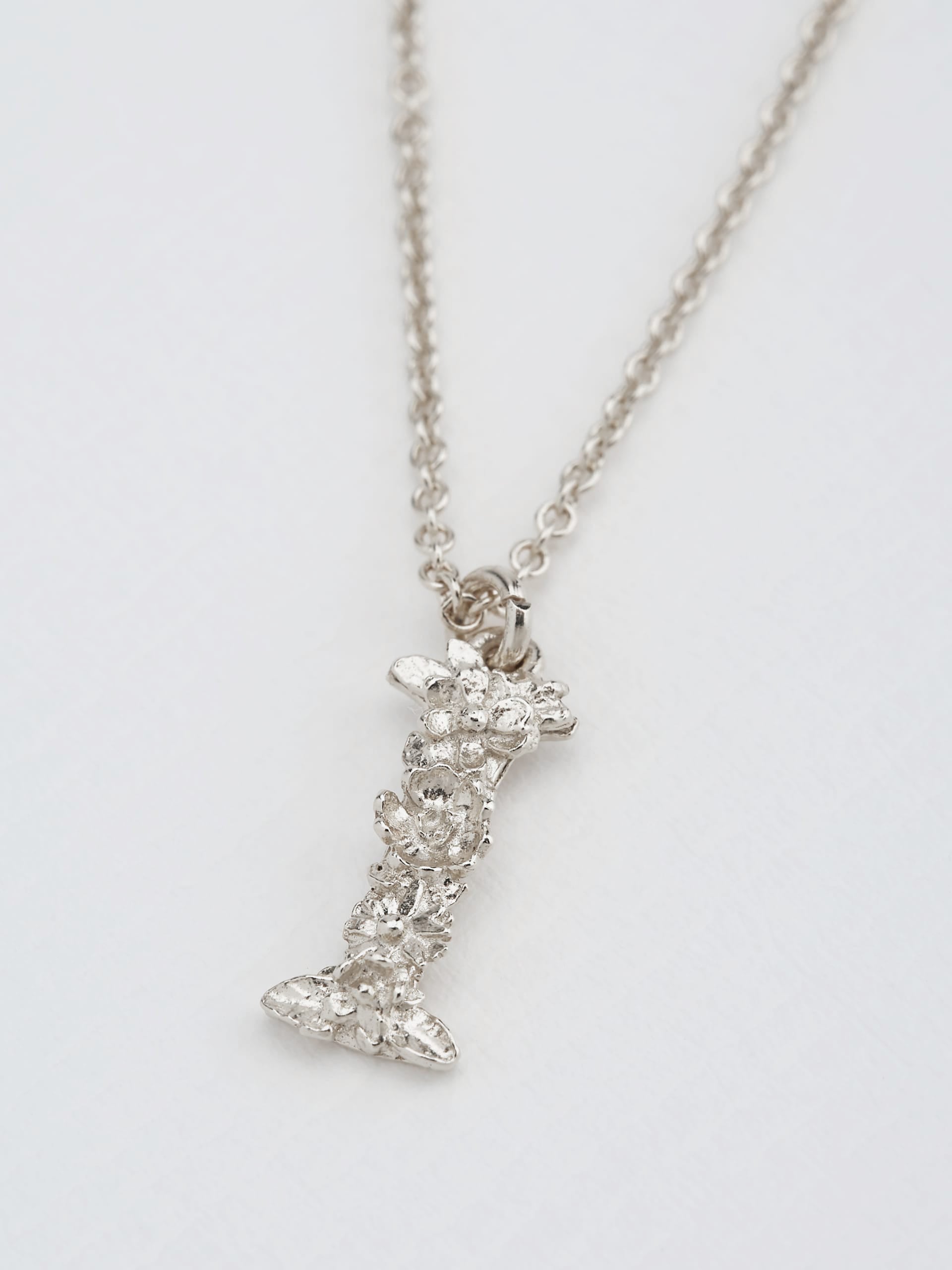 Floral Letter I Necklace - image 7 | silver