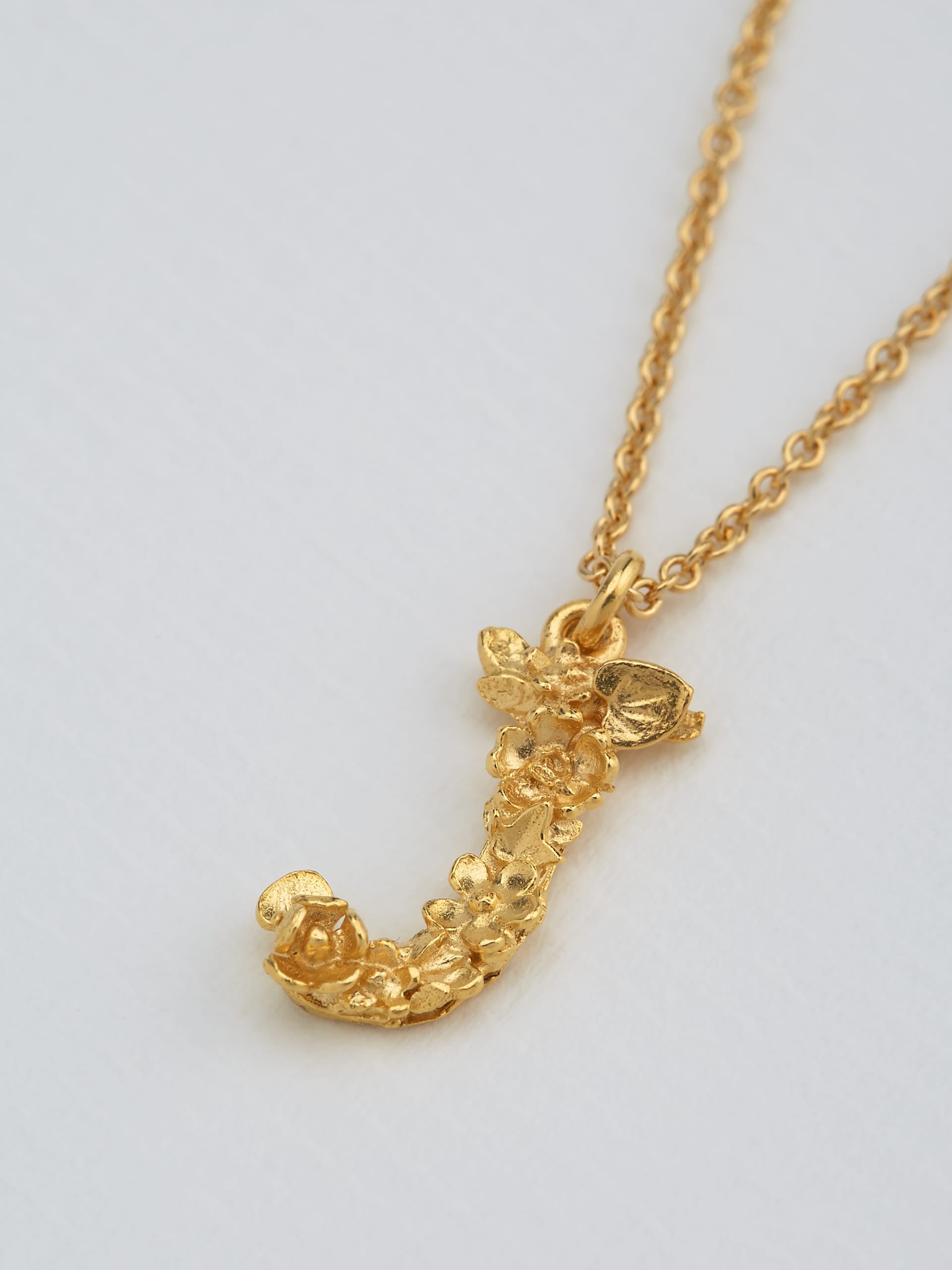 Floral Letter J Necklace - image 3 | gold plate