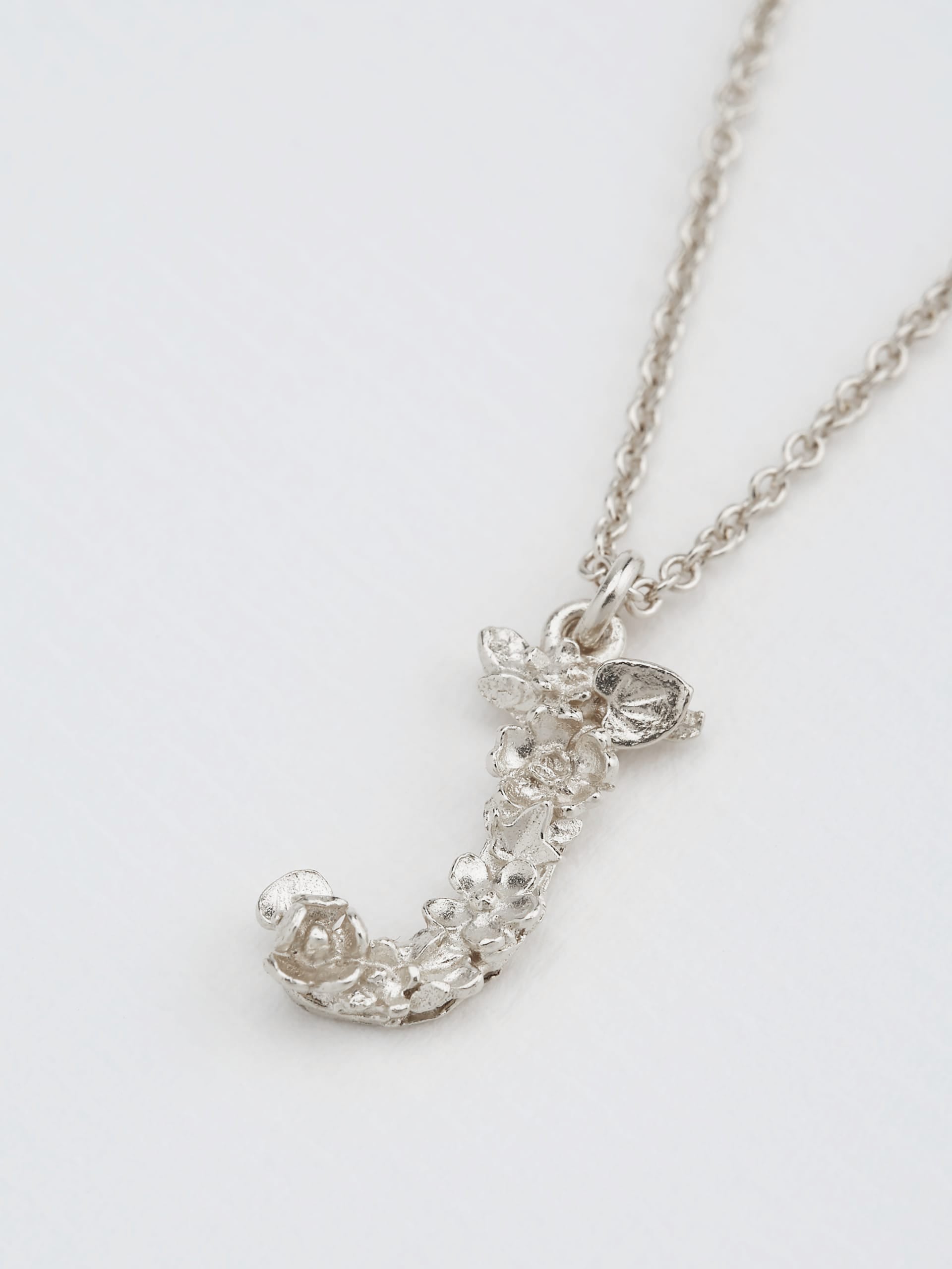 Floral Letter J Necklace - image 7 | silver