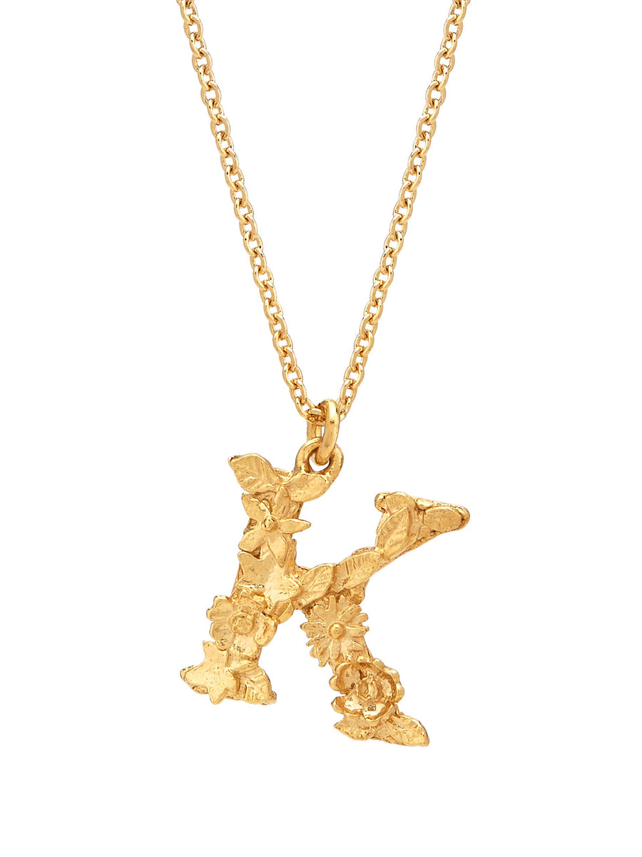 Floral Letter K Necklace