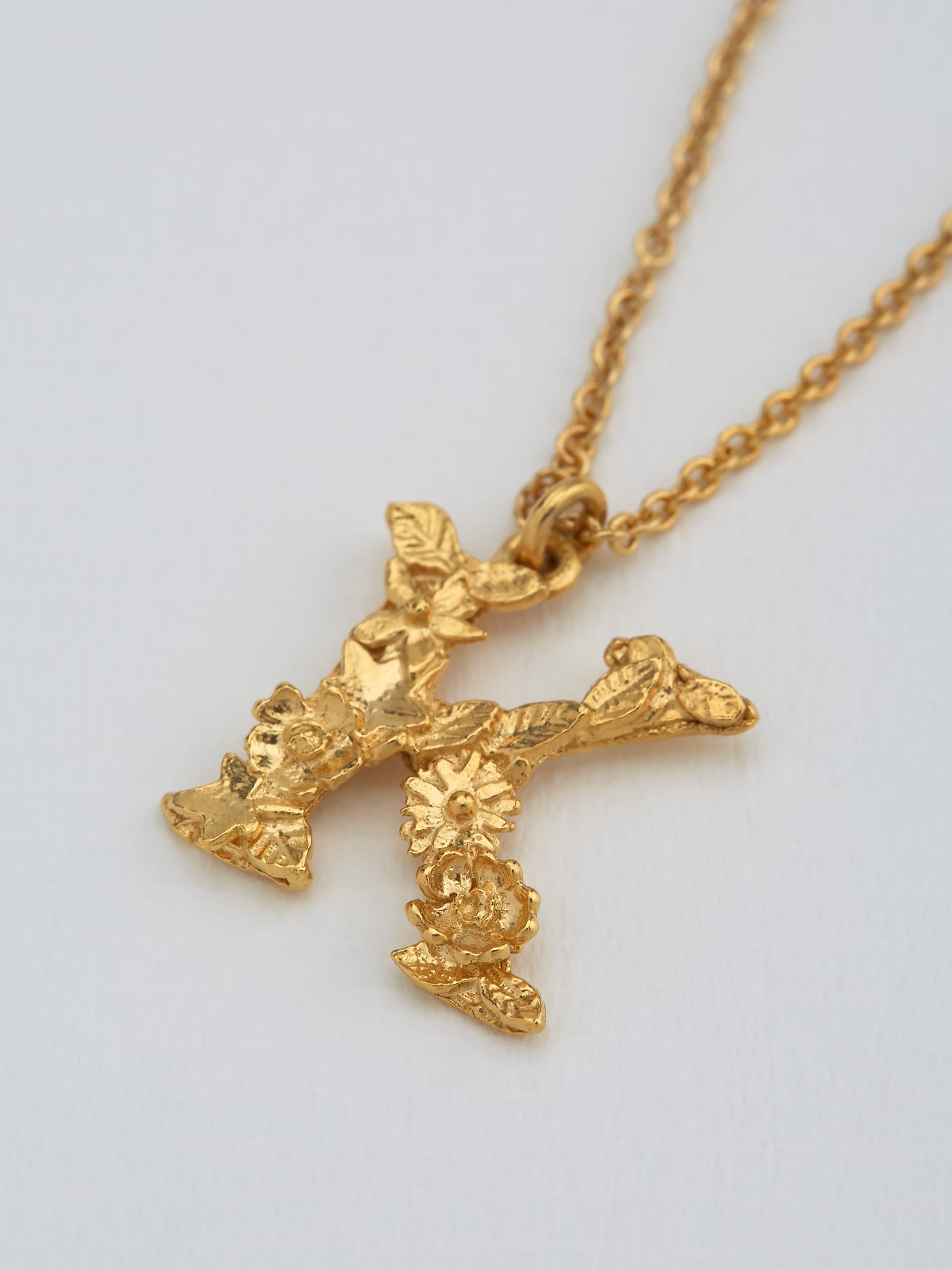 Floral Letter K Necklace - image 3 | gold plate