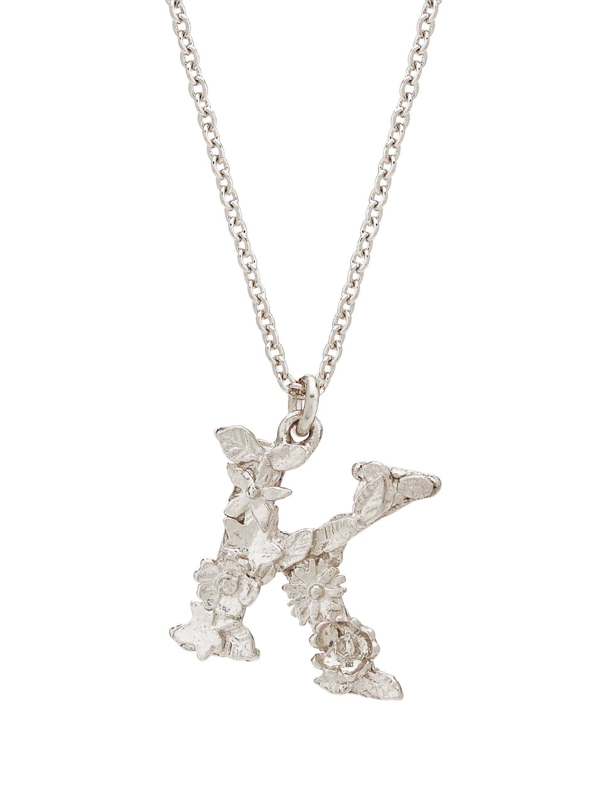 Floral Letter K Necklace - image 5 | silver