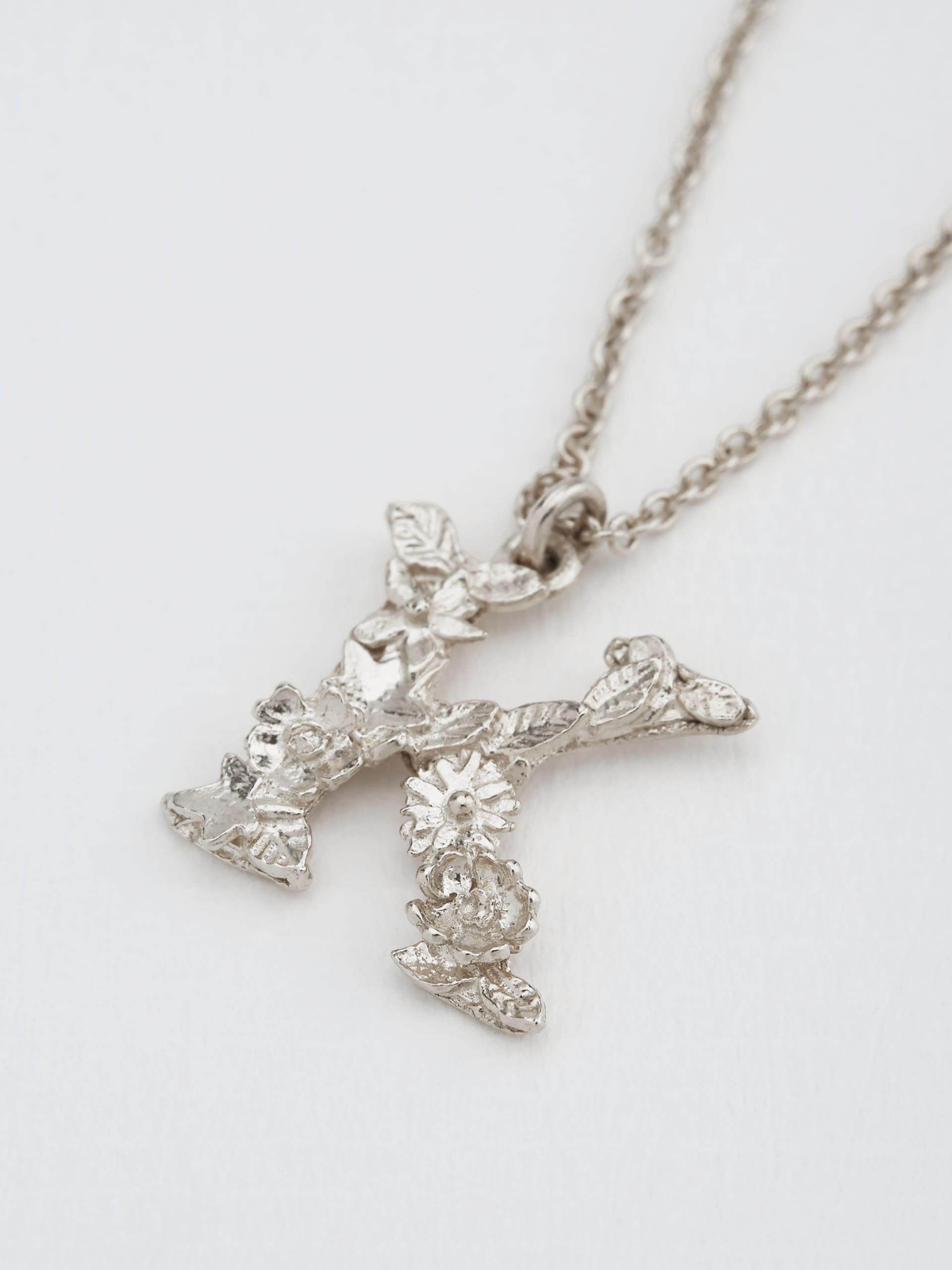 Floral Letter K Necklace - image 7 | silver