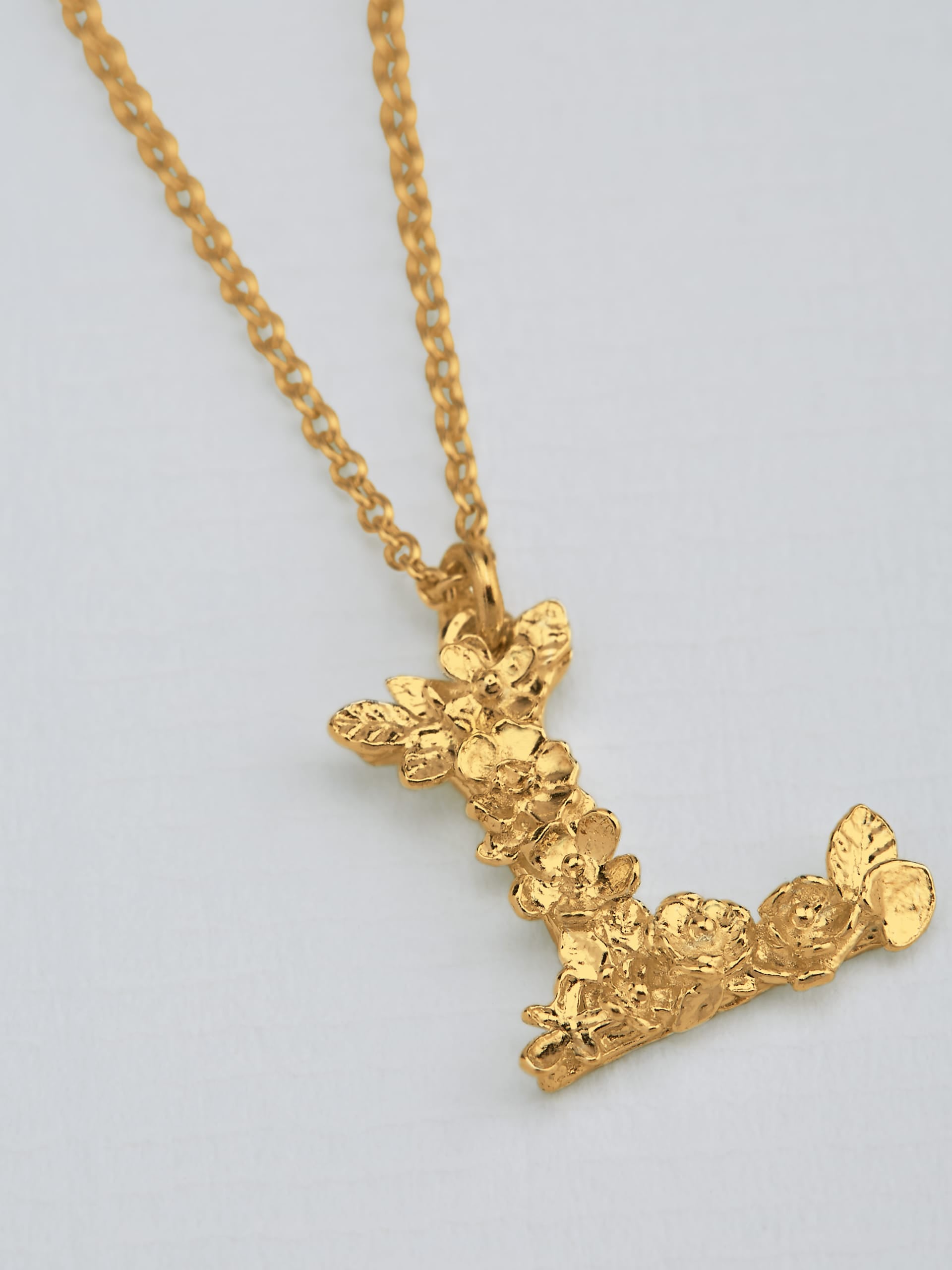 Floral Letter L Necklace - image 3 | gold plate